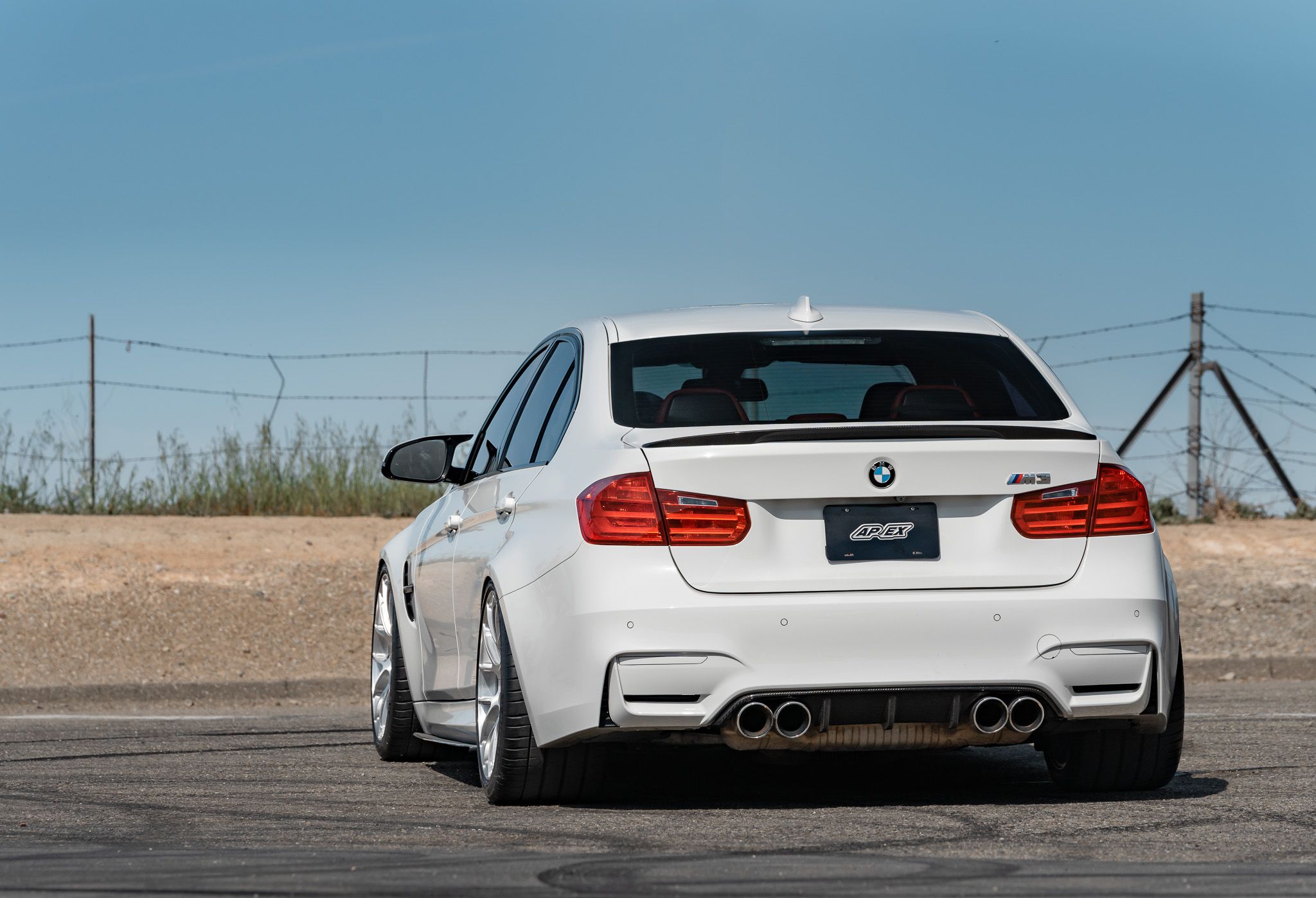White BMW F80 M3 with 19" EC-7RS Apex wheels in Brushed Clear