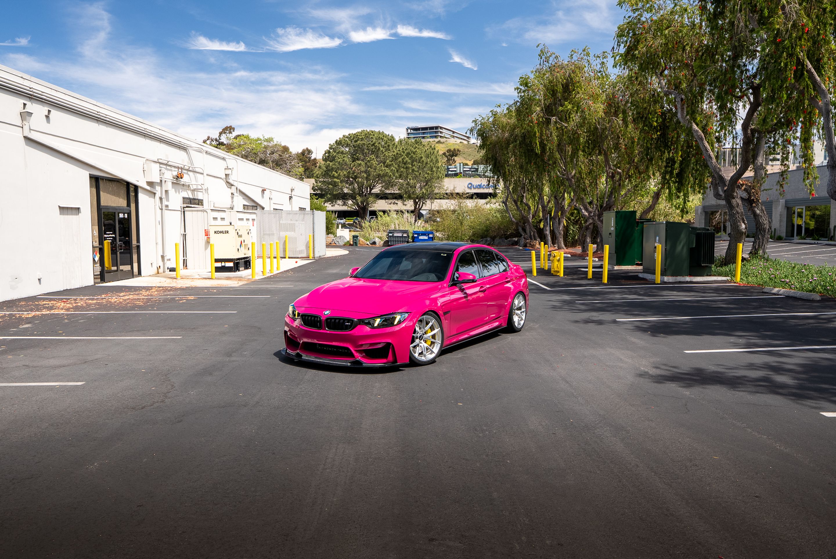 Pink BMW F80 M3 with 19" VS-5RS Apex wheels in Brushed Clear