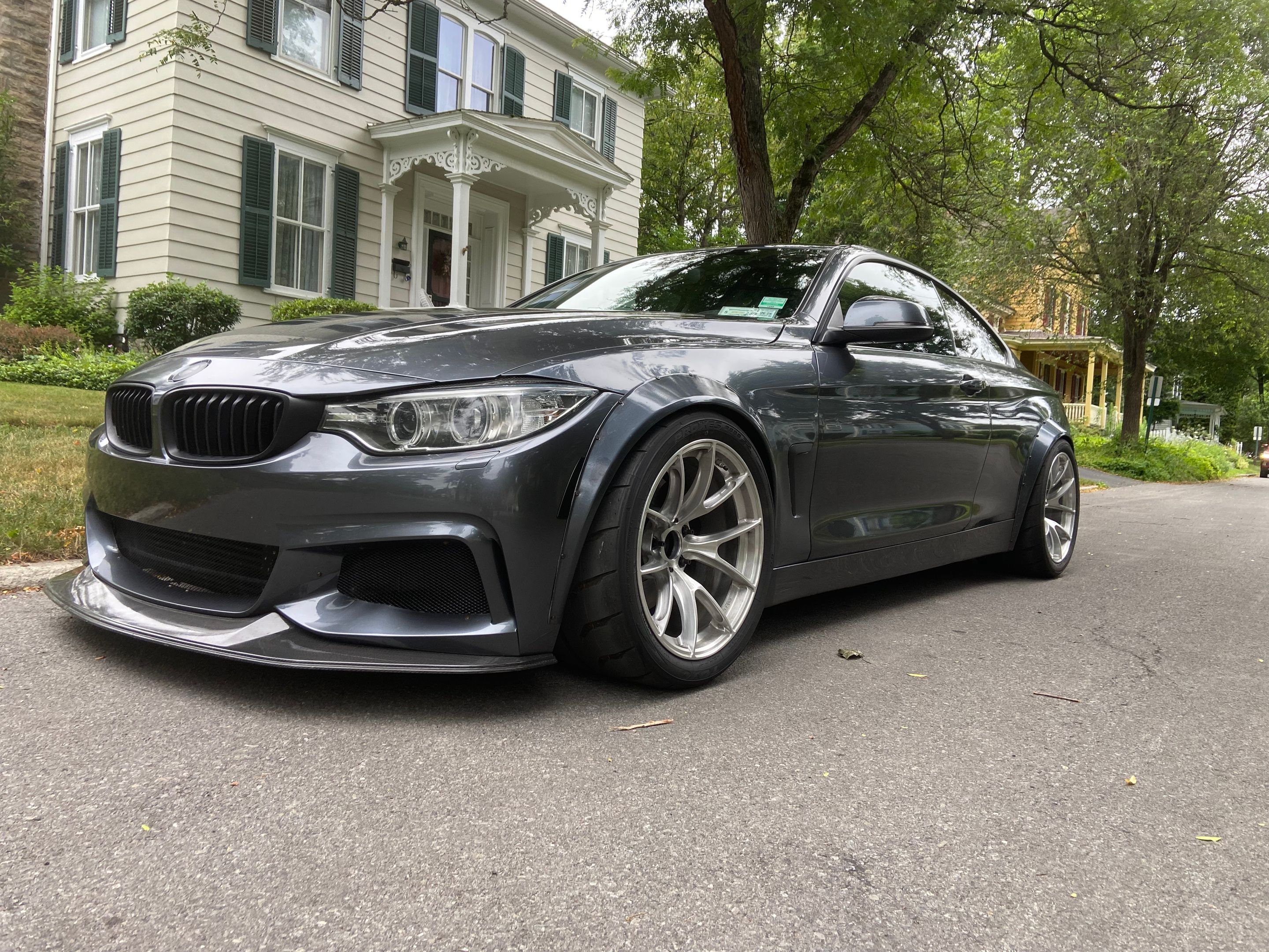 Grey BMW F32 Coupe 4 Series with 18" VS-5RS Apex wheels in Brushed Clear