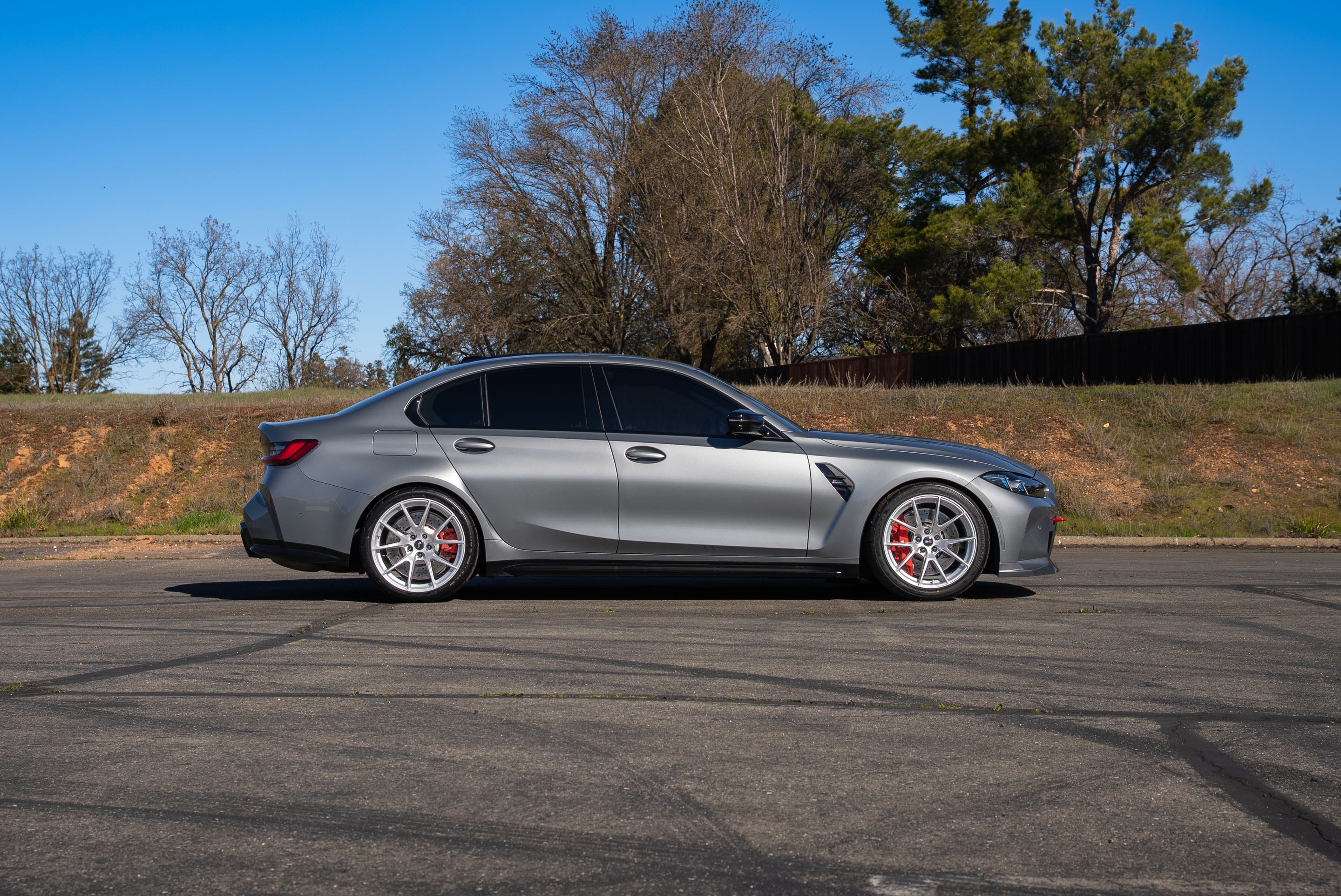 Grey BMW G80 M3 with 19" VS-5 Apex wheels in Race Silver