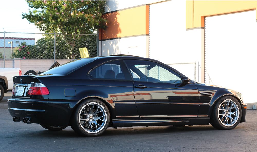 Black BMW E46 M3 with 18" EC-7 Apex wheels in Race Silver