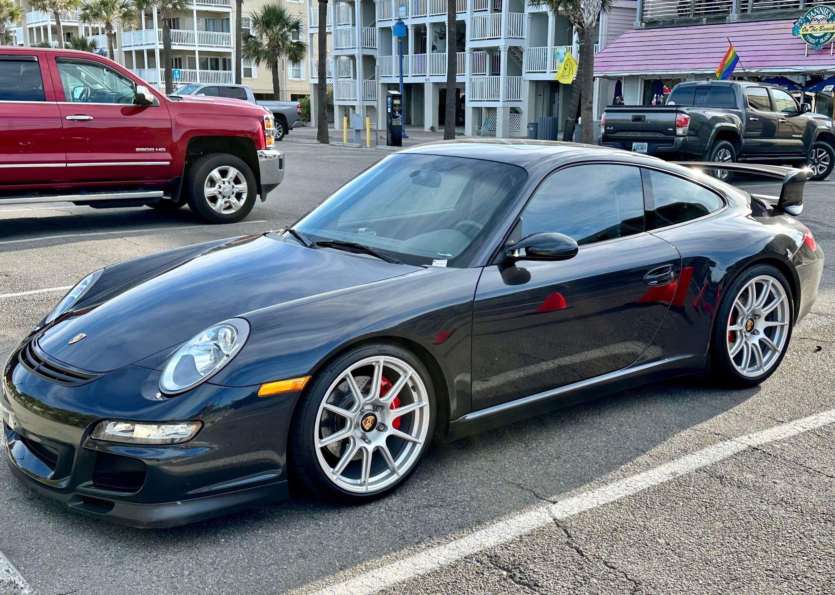 Black Porsche 911 997 Carrera S with 19" SM-10 Apex wheels in Race Silver