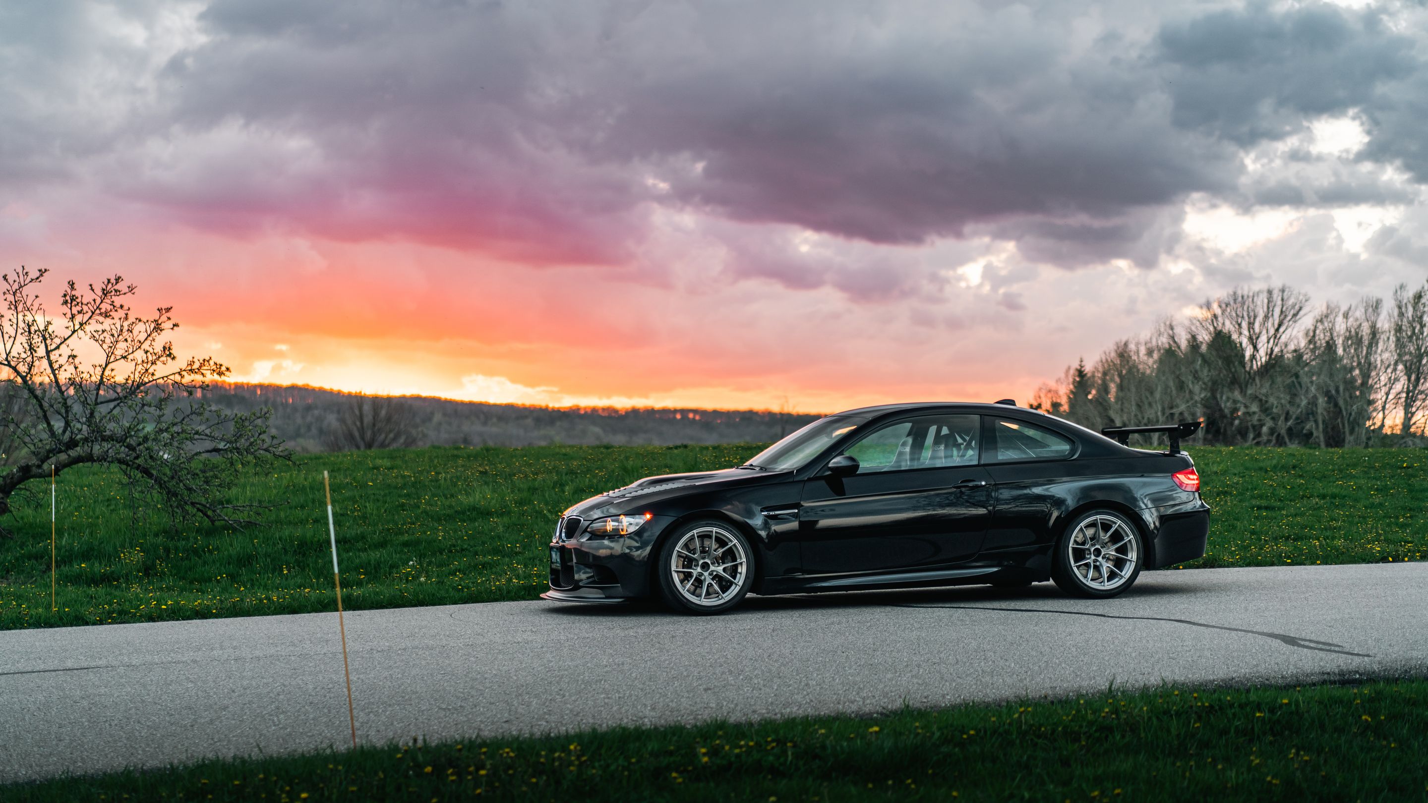 Black BMW E92 Coupe M3 with 18" VS-5RS Apex wheels in Brushed Clear