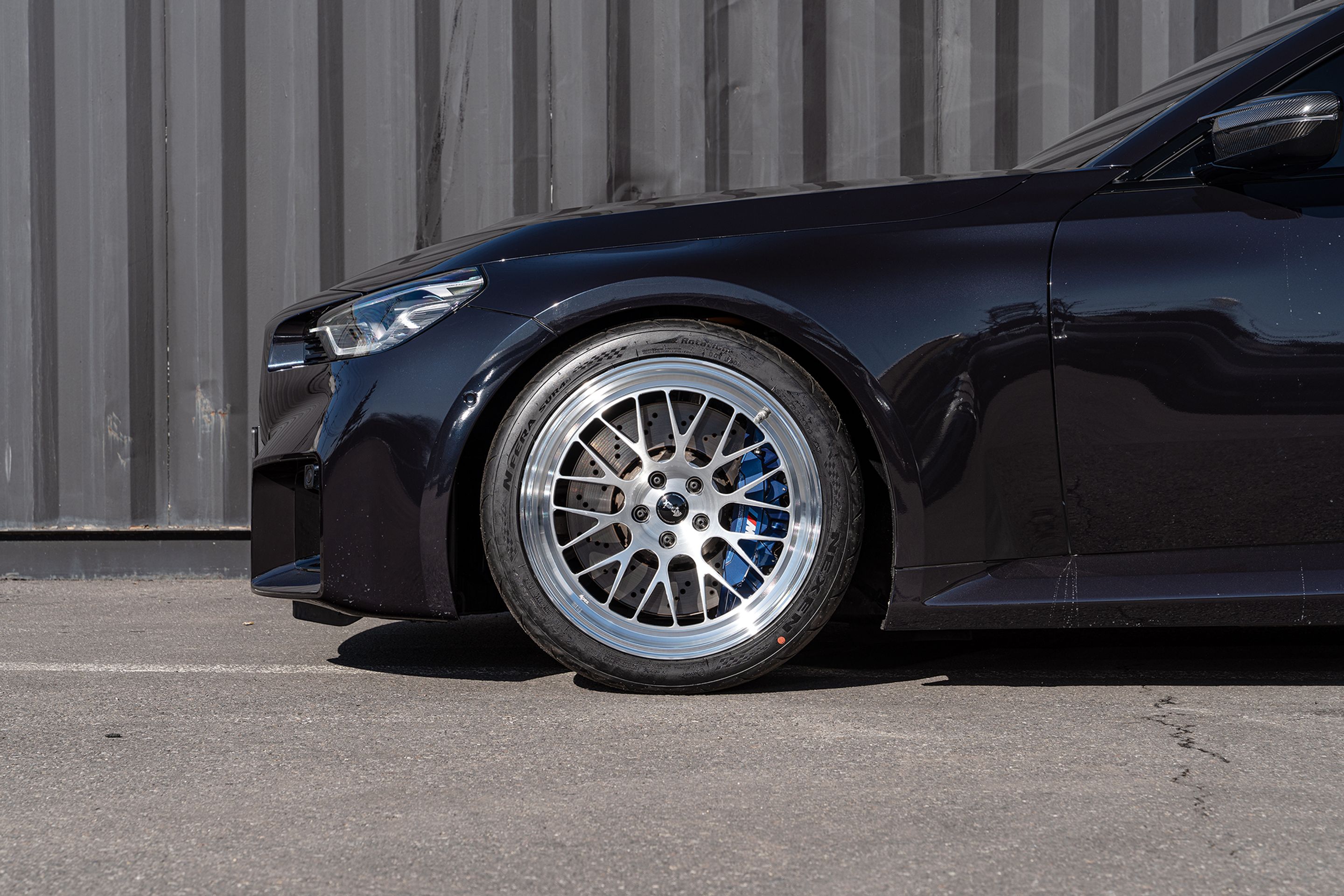 Black BMW G87 M2 with 19" ML-10RT Apex wheels in Machined Lip Brushed Clear