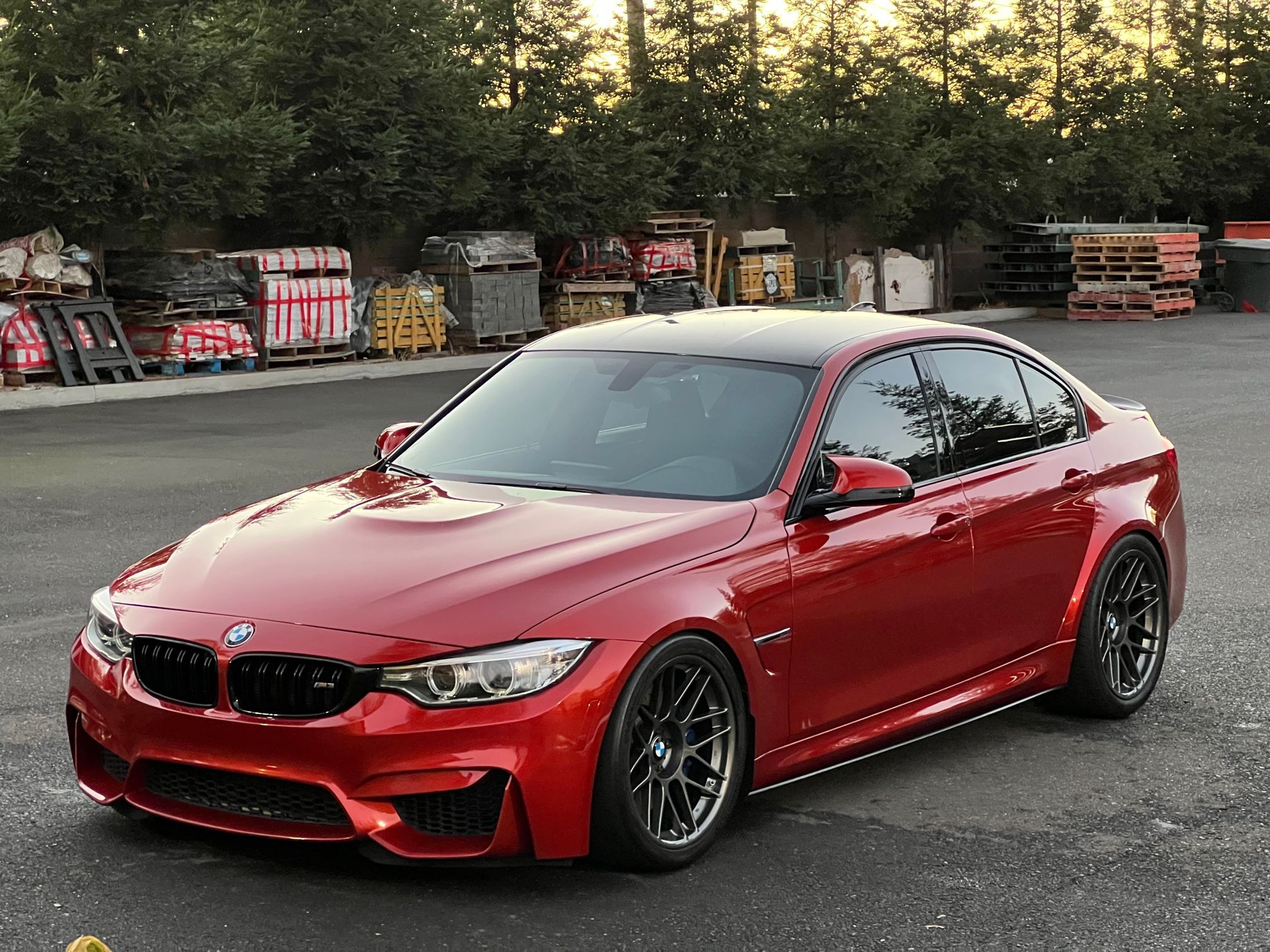 Orange BMW F80 M3 with 19" ARC-8 Apex wheels in Anthracite