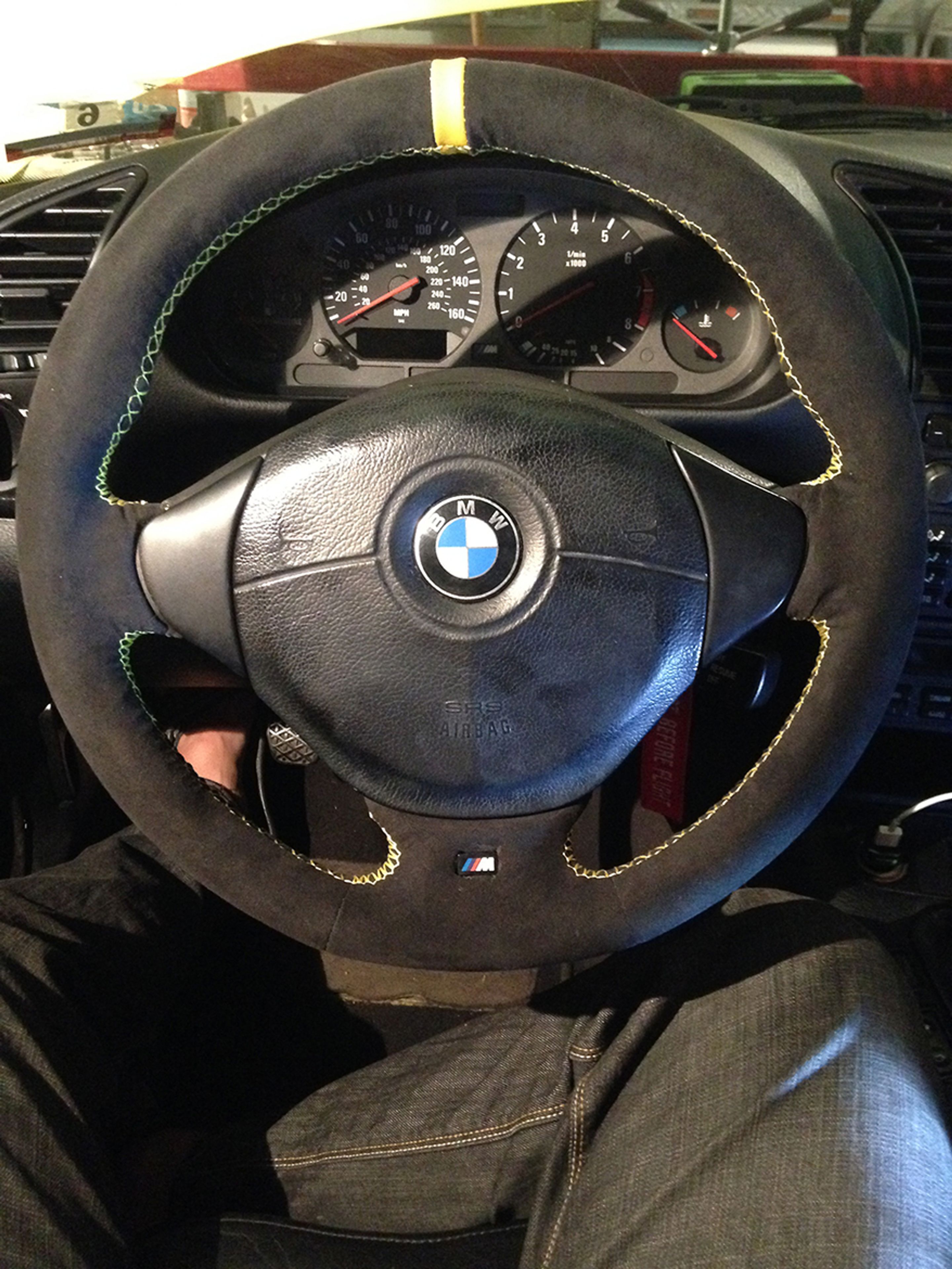 Yellow BMW E36 M3 with 17" ARC-8 Apex wheels in Satin Black