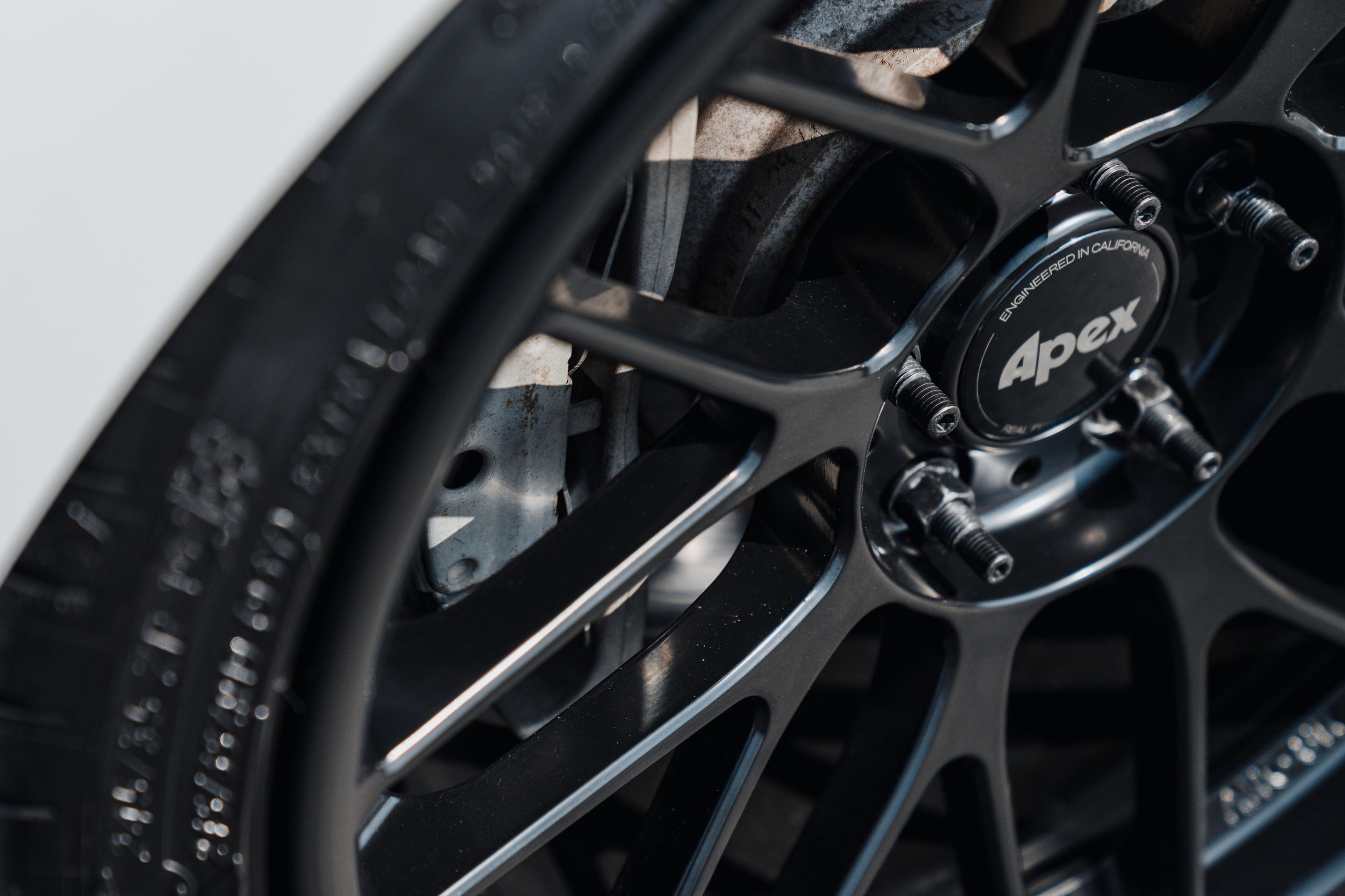 White BMW E90 LCI Sedan 3 Series with 19" ARC-8RT Apex wheels in Satin Black