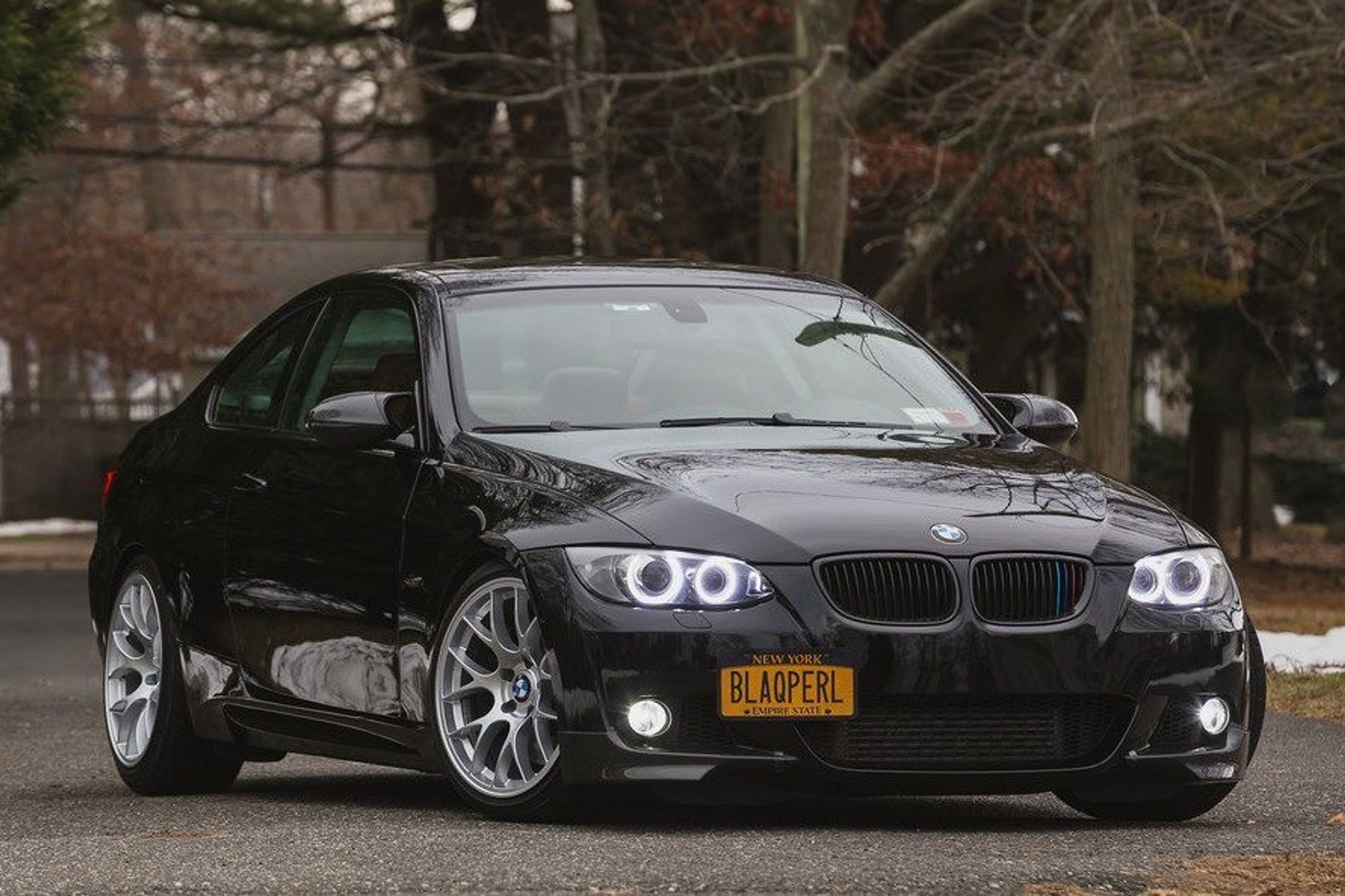 Black BMW E92 Coupe 3 Series with 18" EC-7 Apex wheels in Race Silver