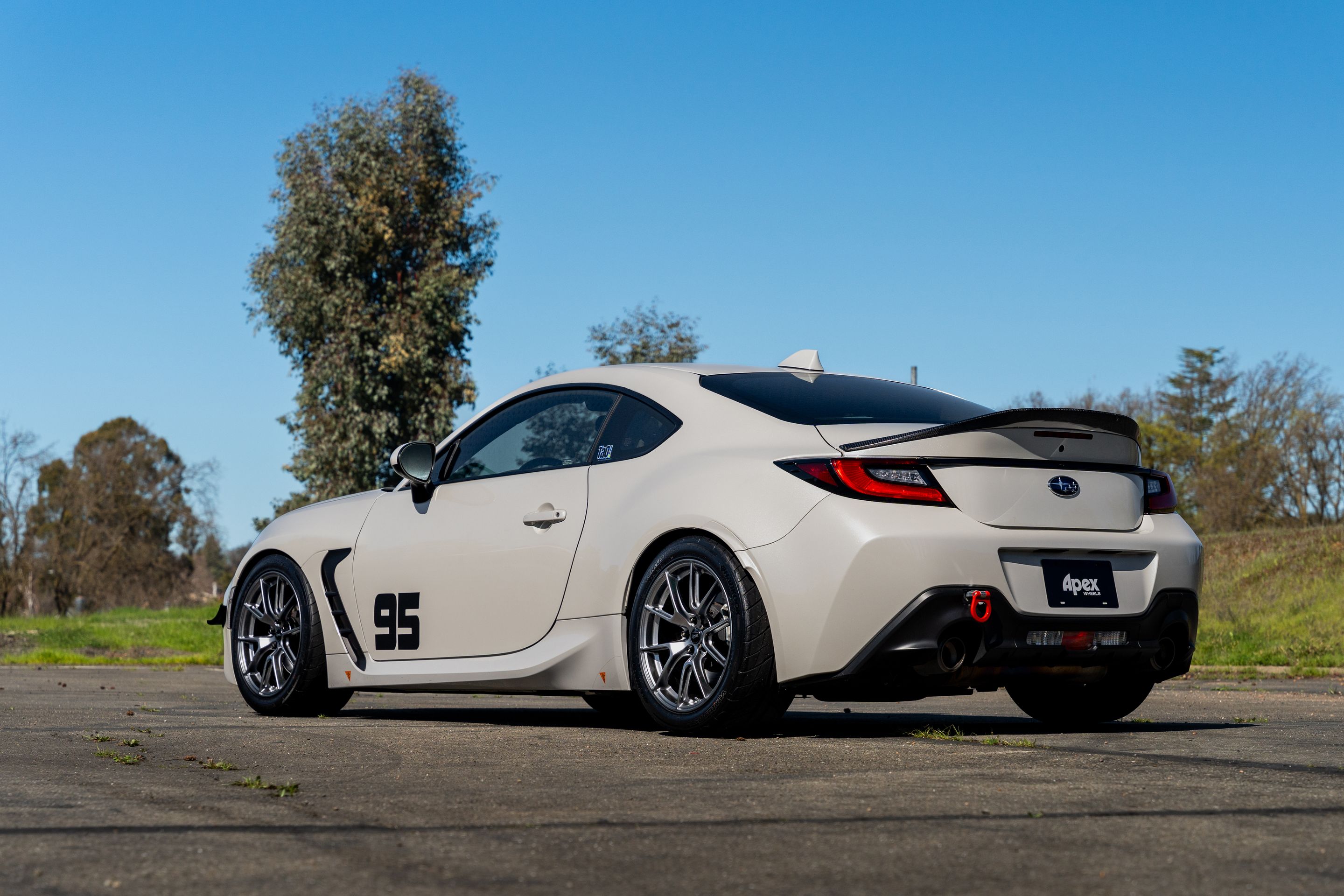 White Subaru ZD8 / Gen 2 BRZ with 17" VS-5 Apex wheels in Hyper Black