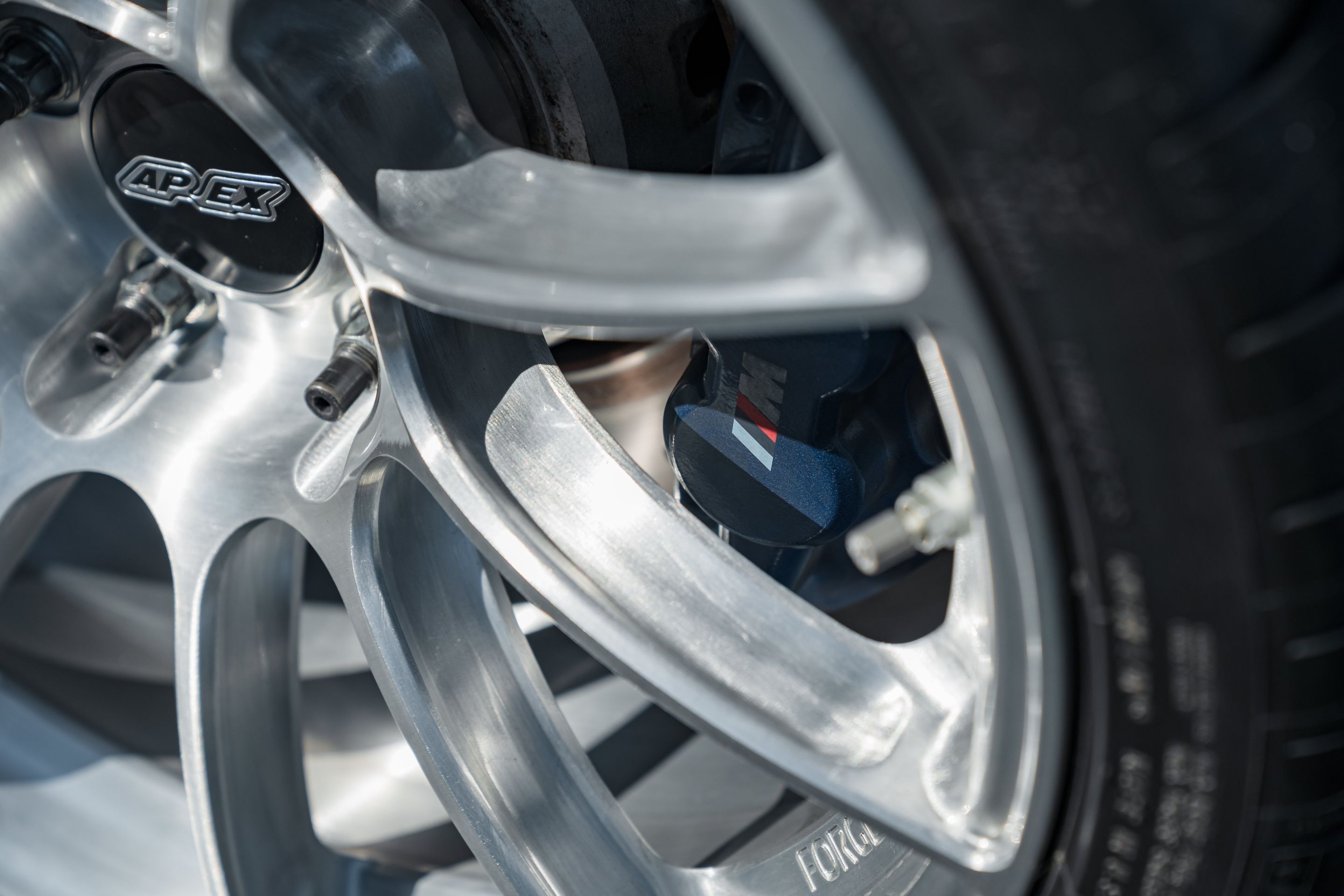 Grey BMW F80 M3 with 19" SM-10RS Apex wheels in Brushed Clear