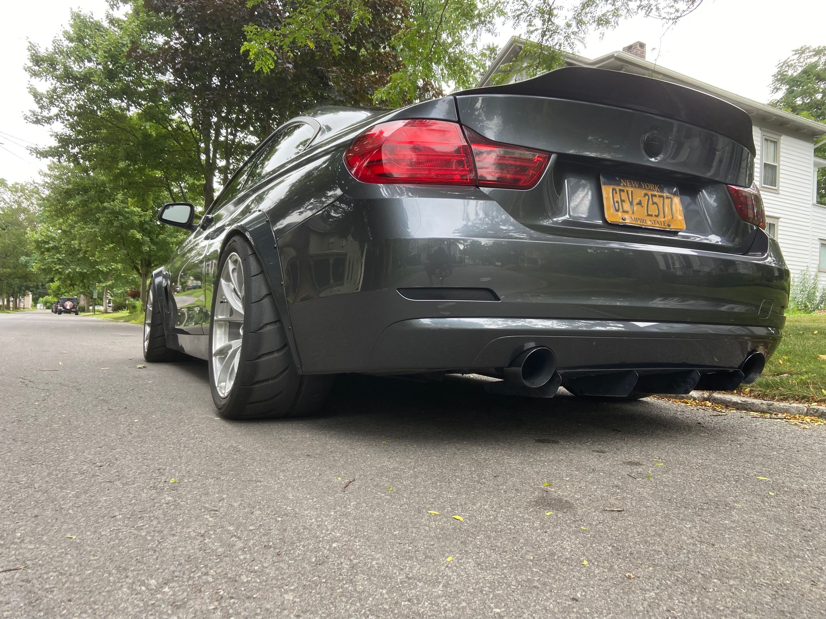 Grey BMW F32 Coupe 4 Series with 18" VS-5RS Apex wheels in Brushed Clear