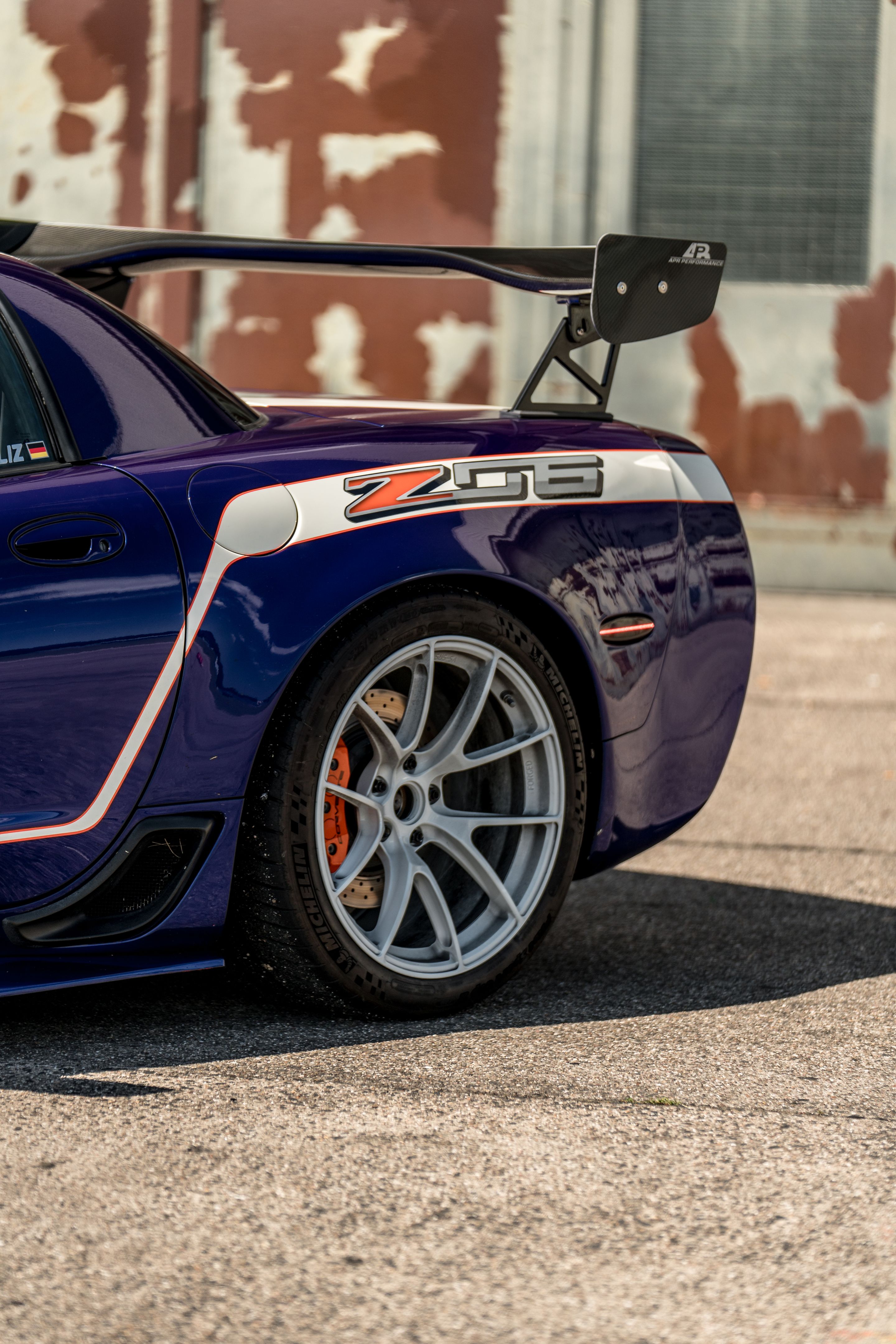 Blue Chevrolet C5 Corvette Z06 with 18"/19" VS-5RS Apex wheels in Custom Finish