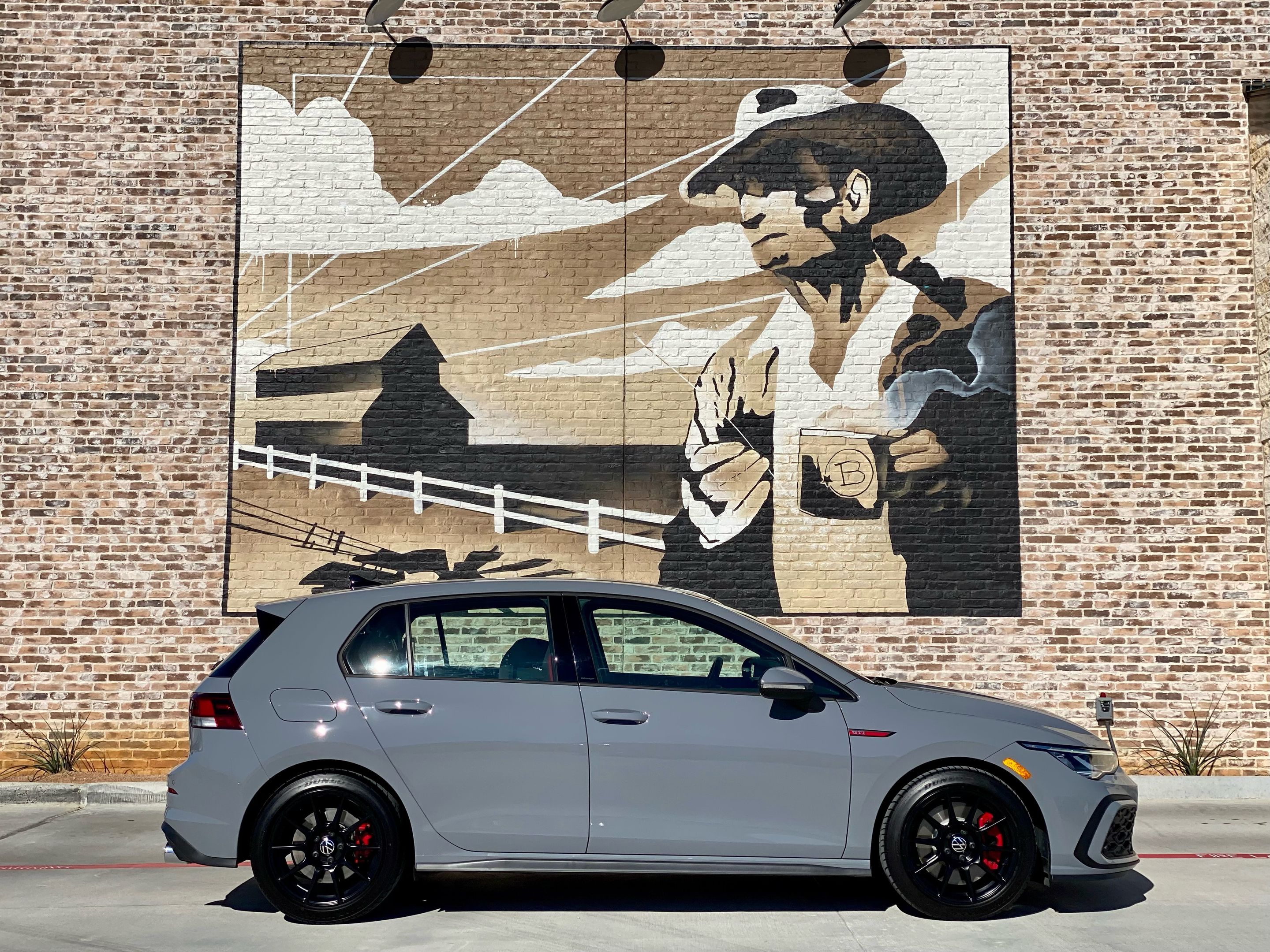 Grey VW MK8 GTI with 17" SM-10 Apex wheels in Satin Black