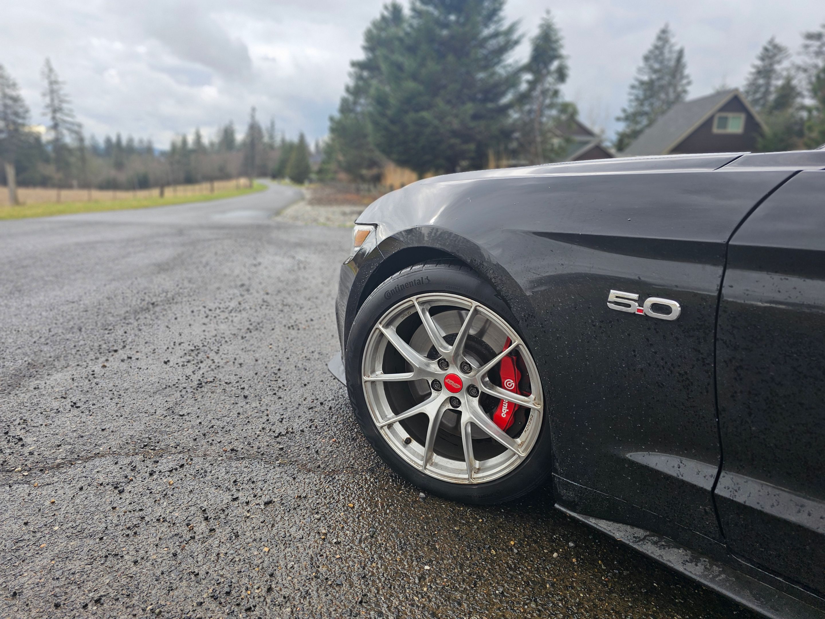 Black Ford S550 Mustang GT with 19" VS-5RS Apex wheels in Brushed Clear
