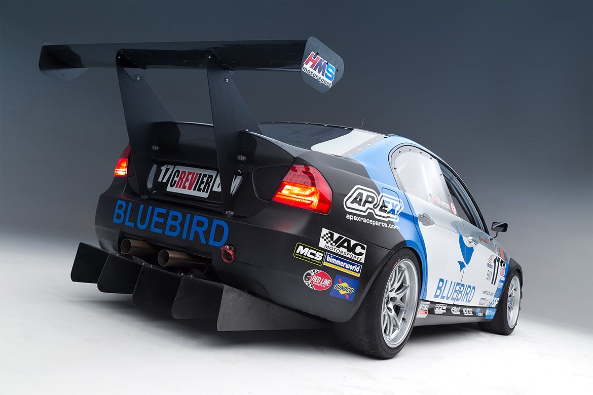 White BMW E90 Sedan M3 with 18" FL-5 Apex wheels in Race Silver