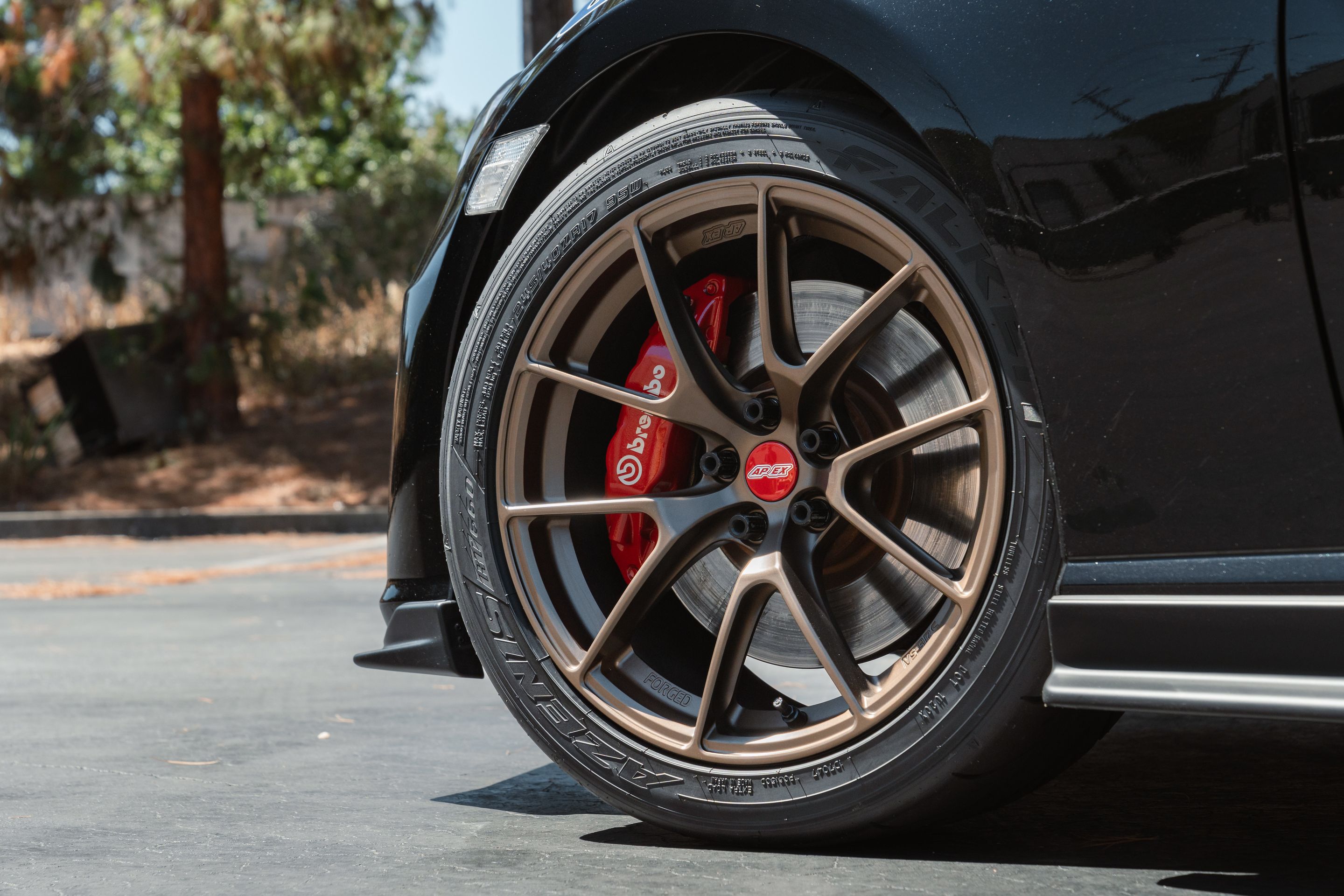 Black Subaru ZC6 / Gen 1 BRZ with 17" VS-5RS Apex wheels in Satin Bronze