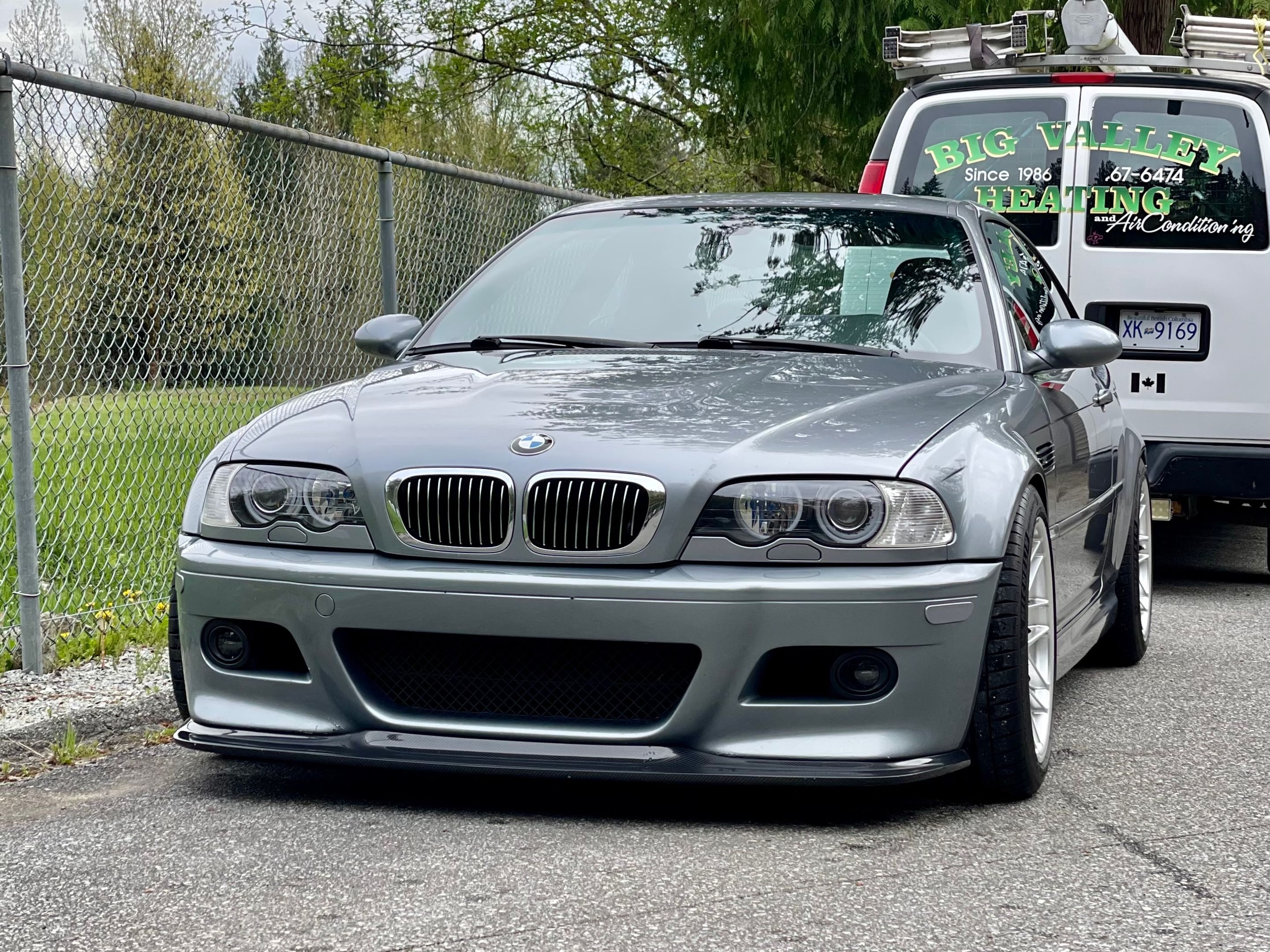 Silver BMW E46 M3 with 18" ARC-8 Apex wheels in Race Silver