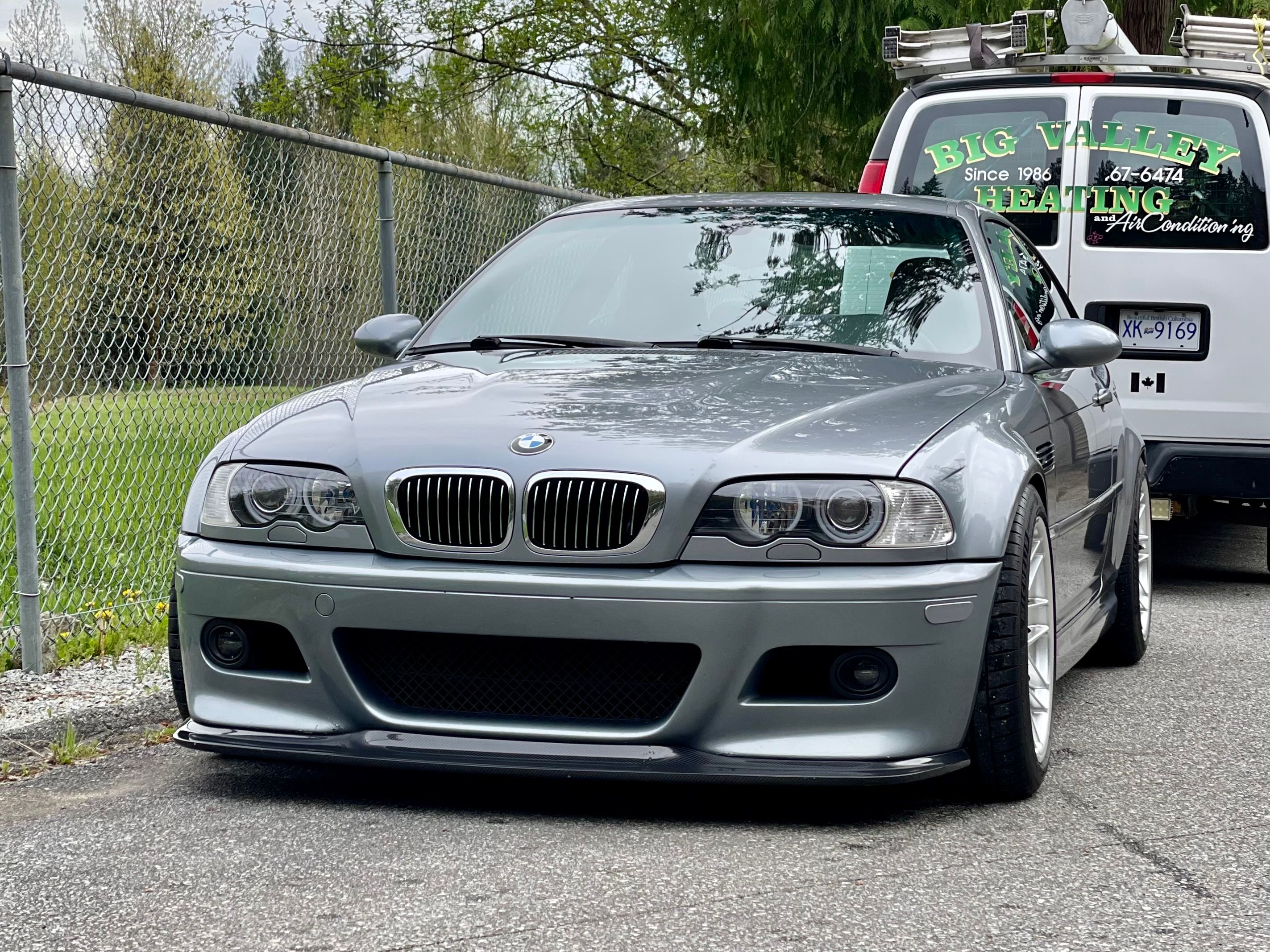 Silver BMW E46 M3 with 18" ARC-8 Apex wheels in Race Silver
