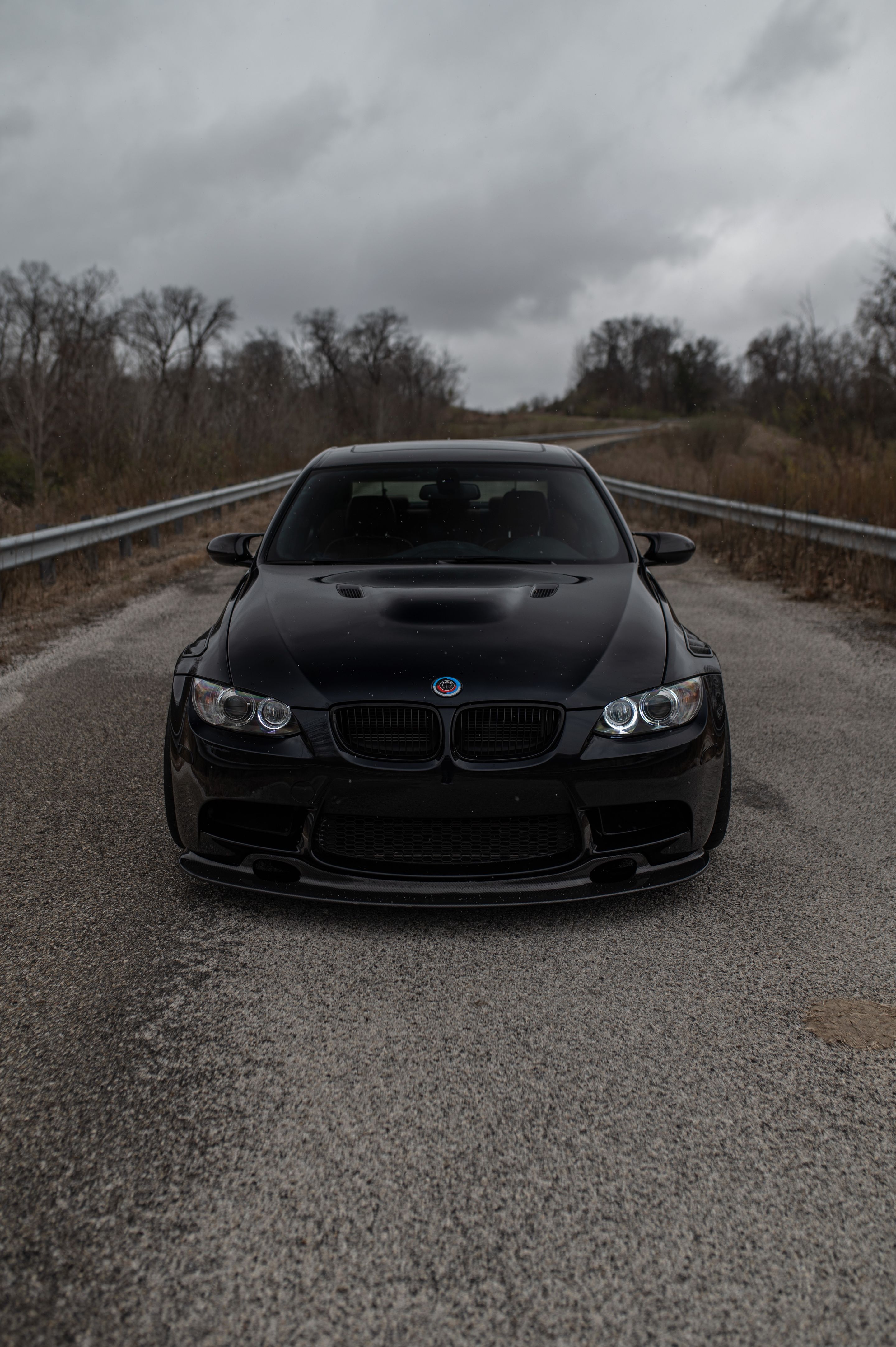 Black BMW E90 Sedan M3 with 18" ARC-8 Apex wheels in Satin Black