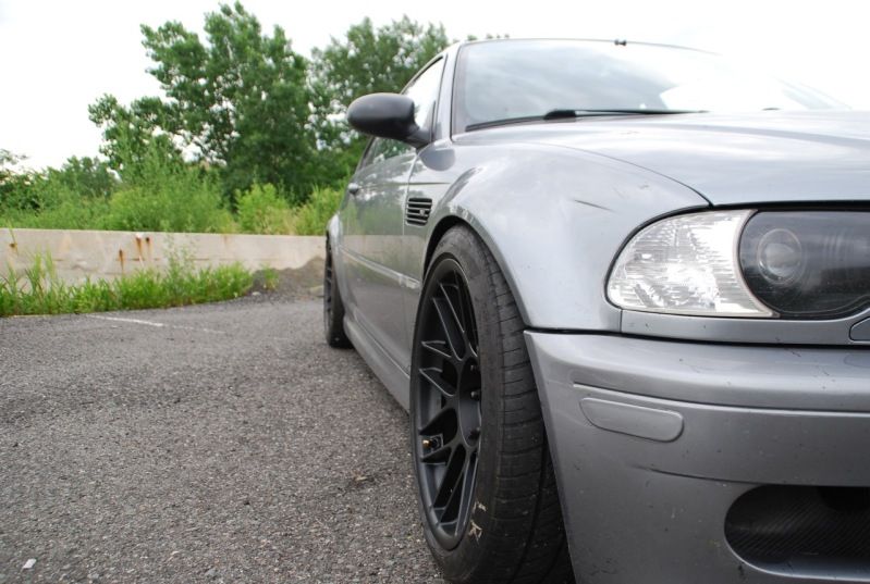Silver BMW E46 M3 with 18" ARC-8 Apex wheels in Satin Black