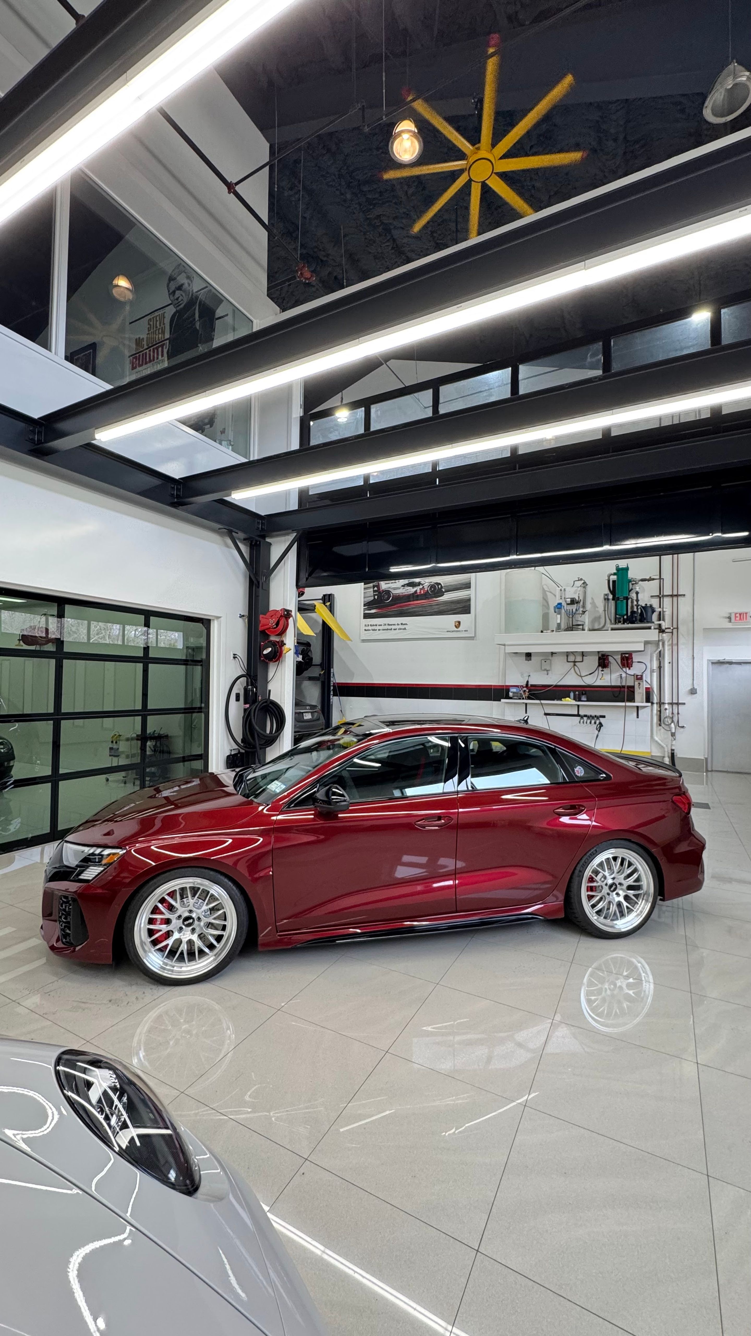 Red Audi 8Y RS 3 with 19" ML-10RT Apex wheels in Machined Lip Brushed Clear