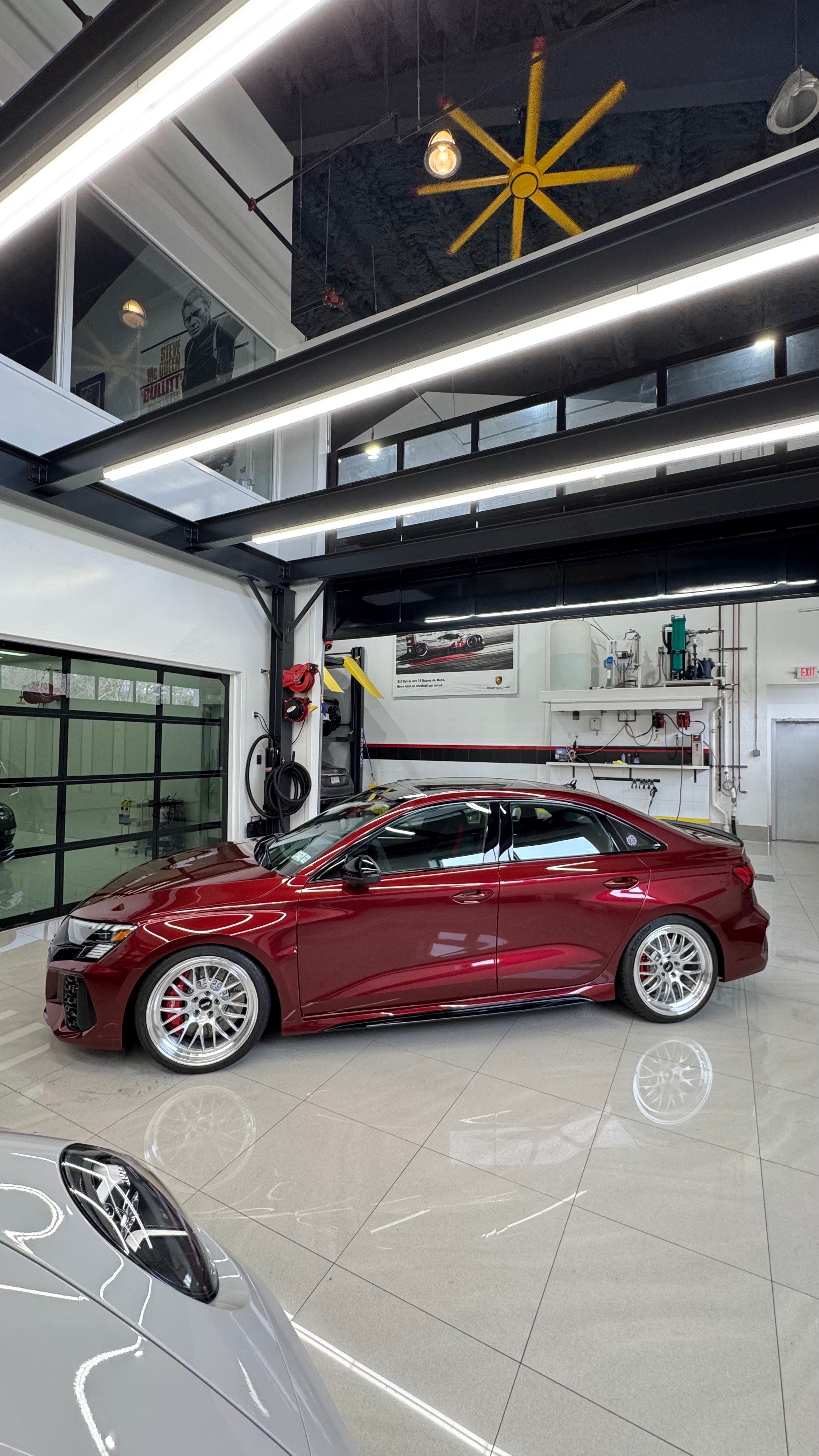 Red Audi 8Y RS 3 with 19" ML-10RT Apex wheels in Machined Lip Brushed Clear