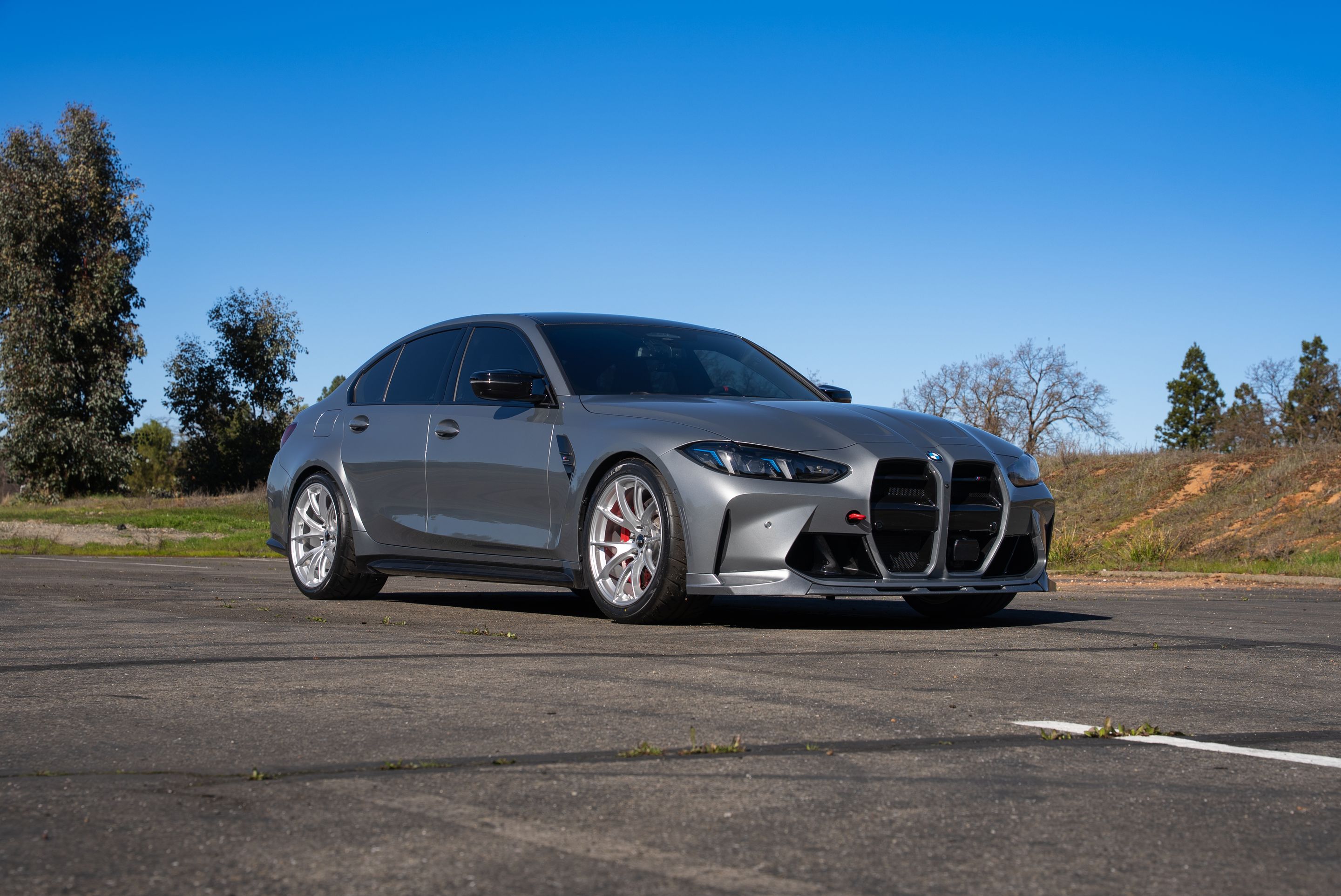 Grey BMW G80 M3 with 19" VS-5 Apex wheels in Race Silver