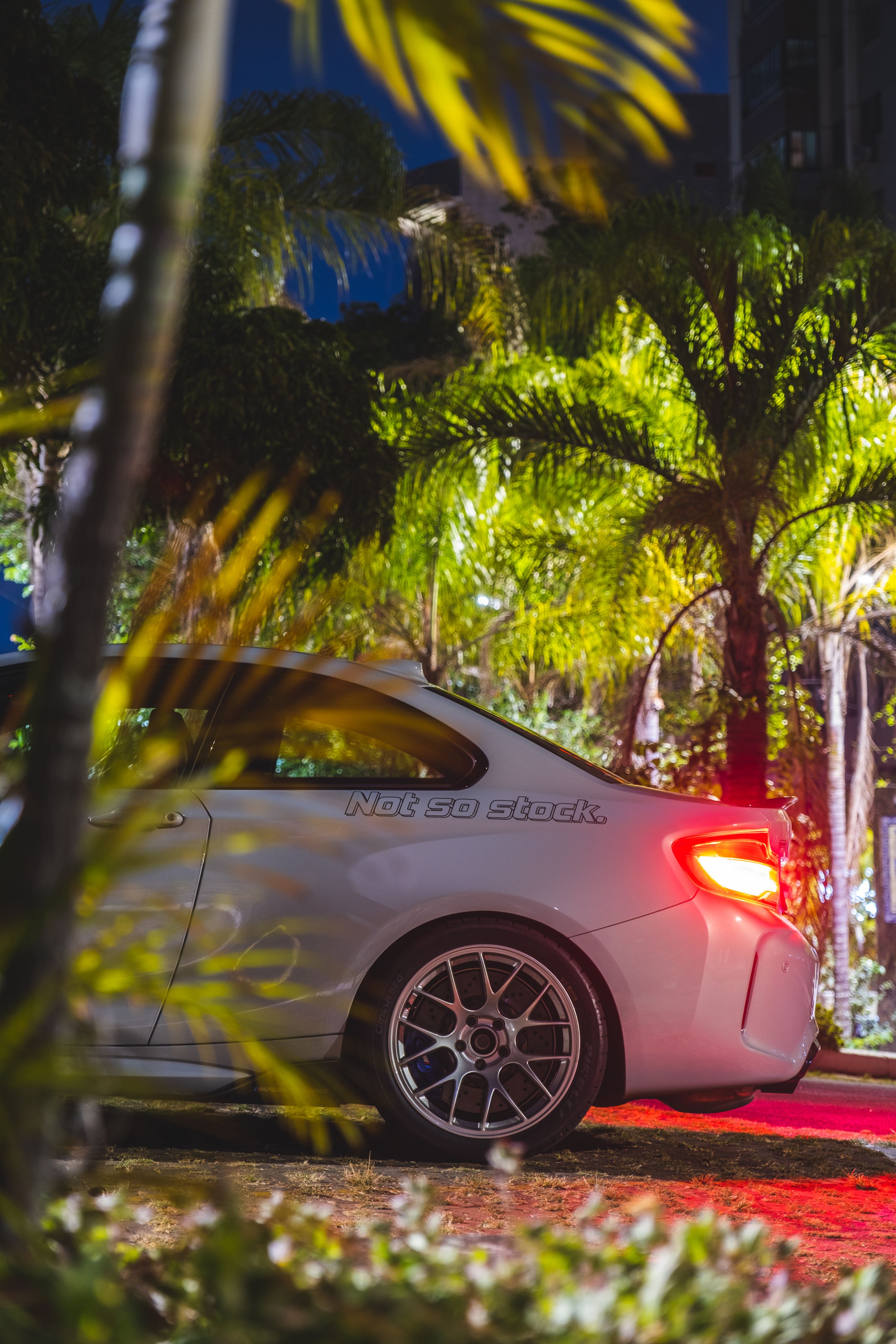 Grey BMW F87 M2 with 18" EC-7 Apex wheels in Race Silver
