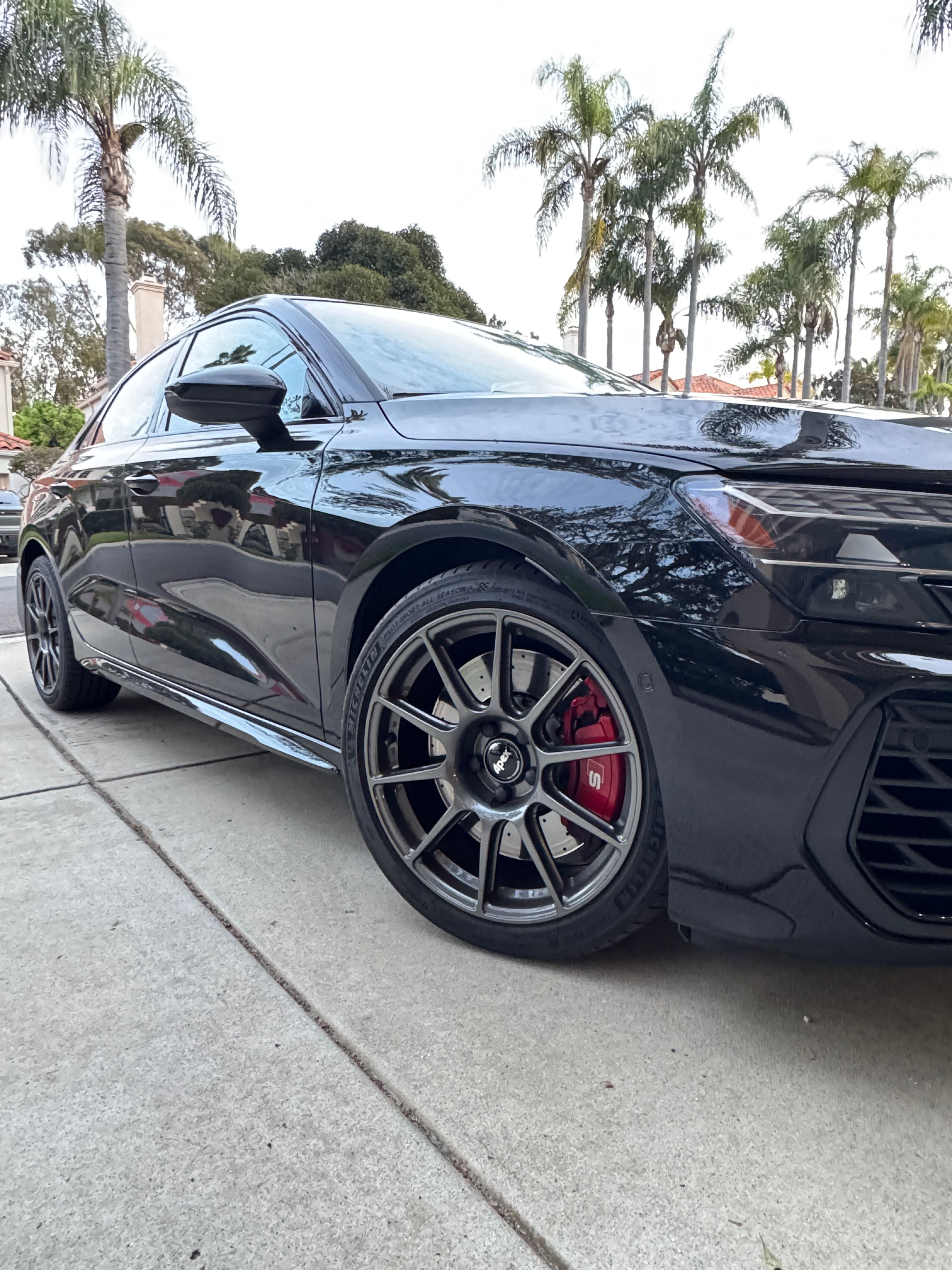 Black Audi 8Y S3 with 18" SM-10 Apex wheels in Anthracite