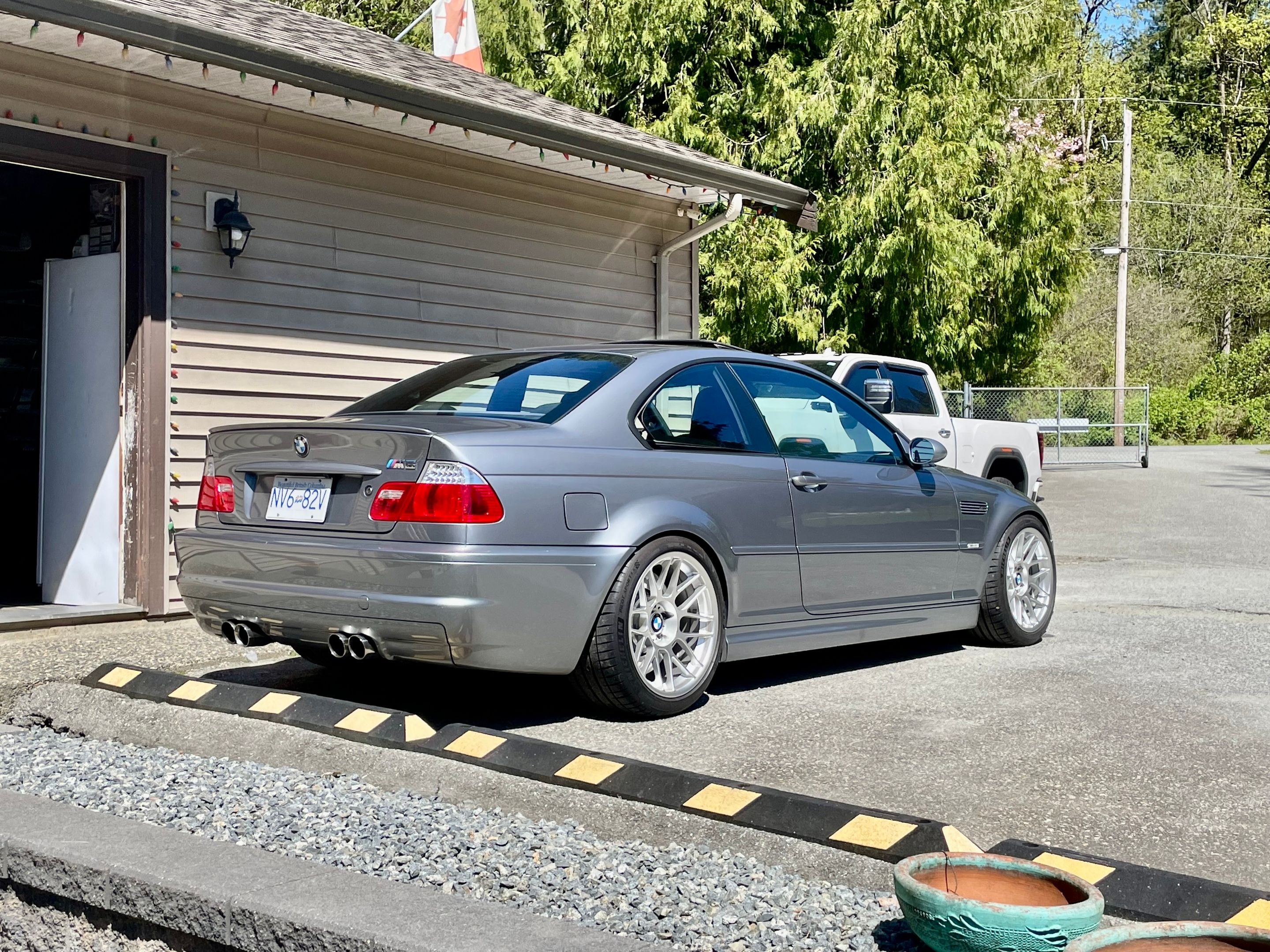 Silver BMW E46 M3 with 18" ARC-8 Apex wheels in Race Silver