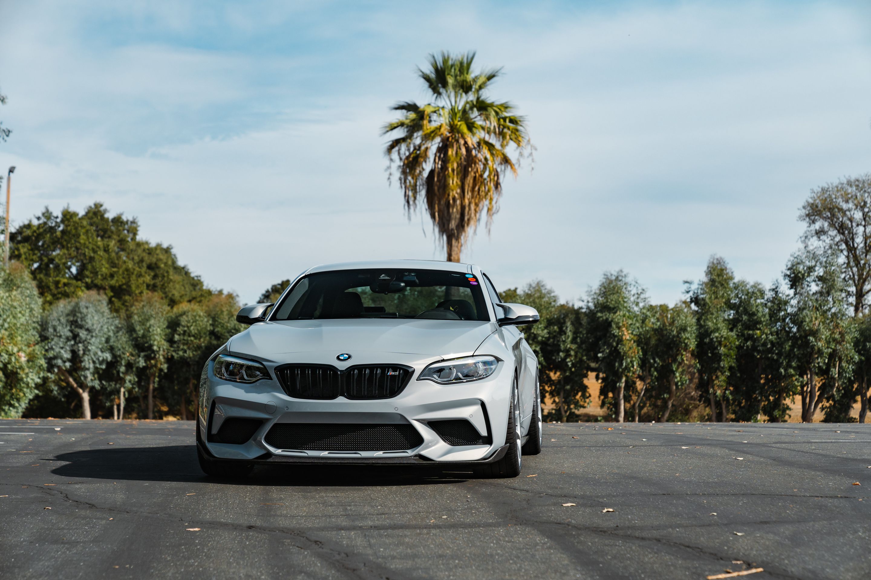 Silver BMW F87 M2 with 19" SM-10RS Apex wheels in Brushed Clear