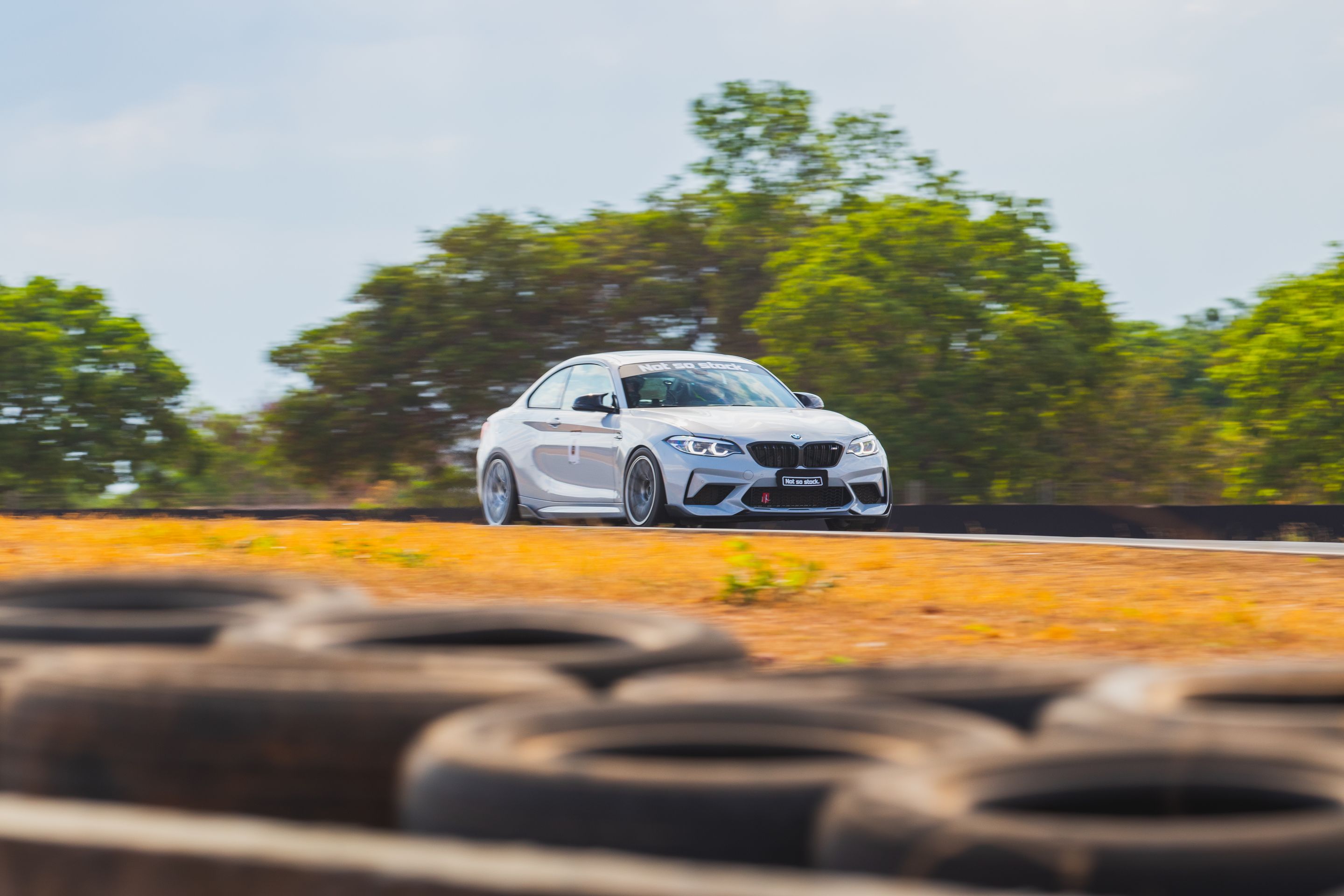 Grey BMW F87 M2 with 18" EC-7 Apex wheels in Race Silver