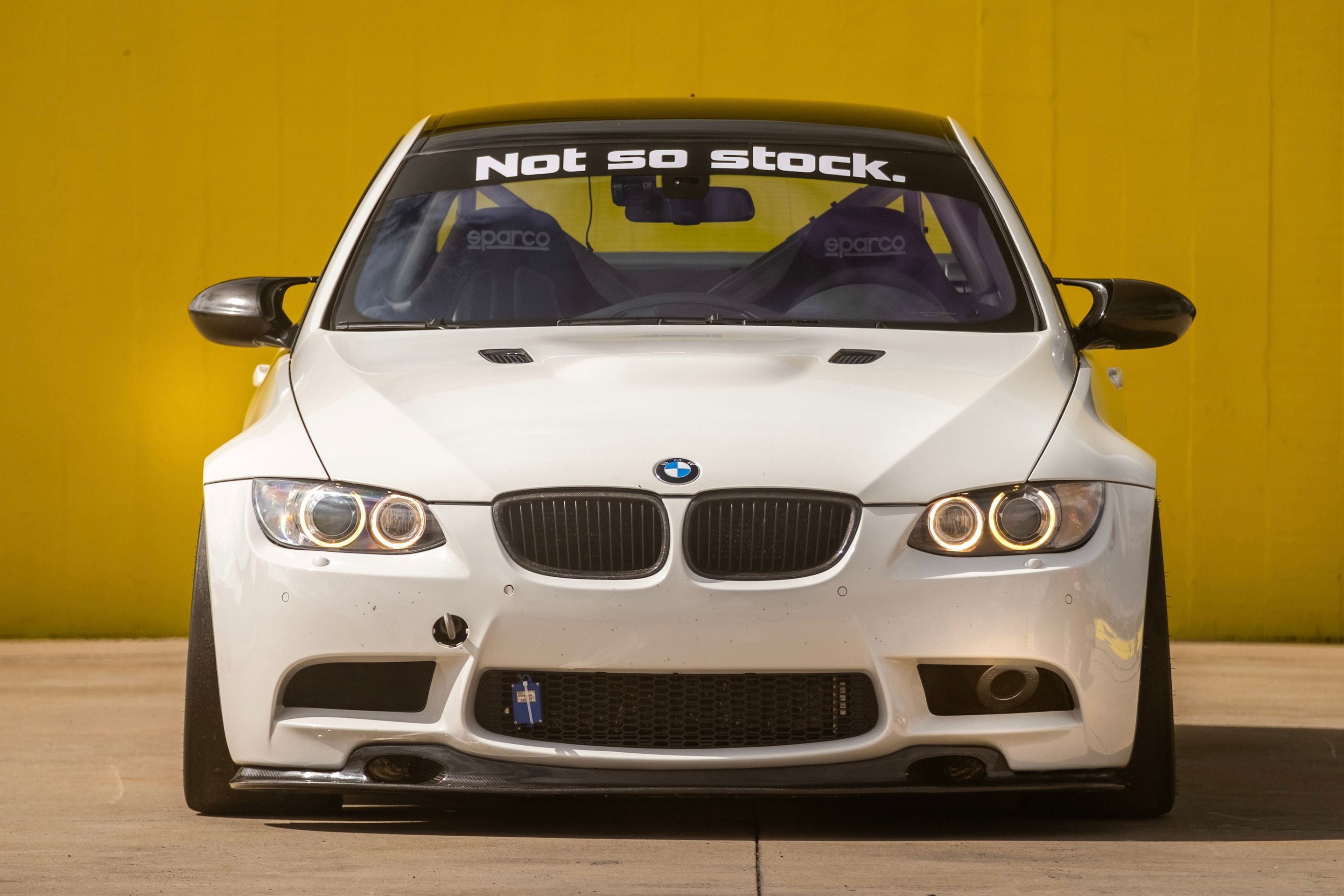 White BMW E92 Coupe M3 with 18" EC-7 Apex wheels in Satin Black
