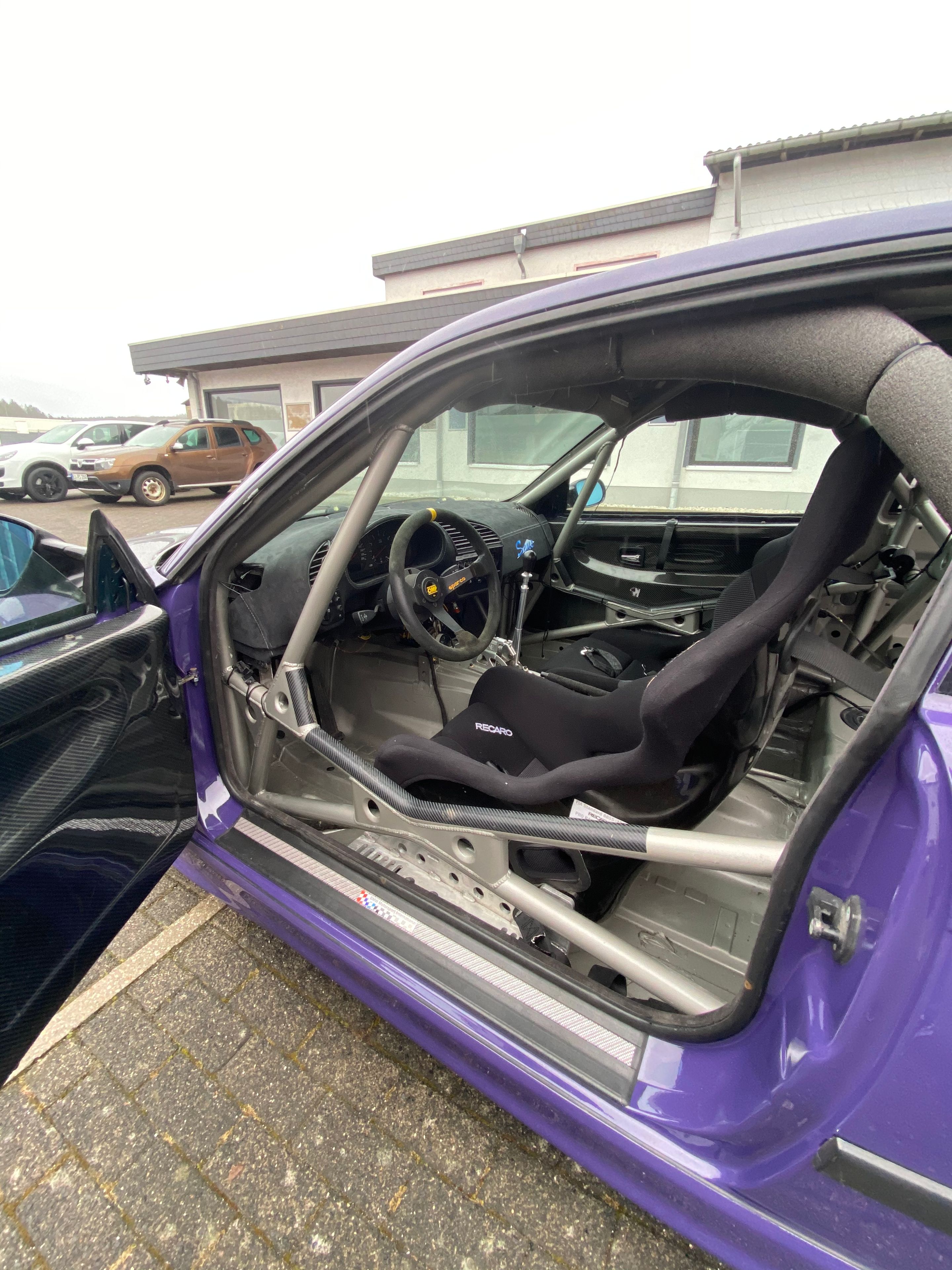 Purple BMW E36 M3 with 17" EC-7R Apex wheels in Brushed Clear