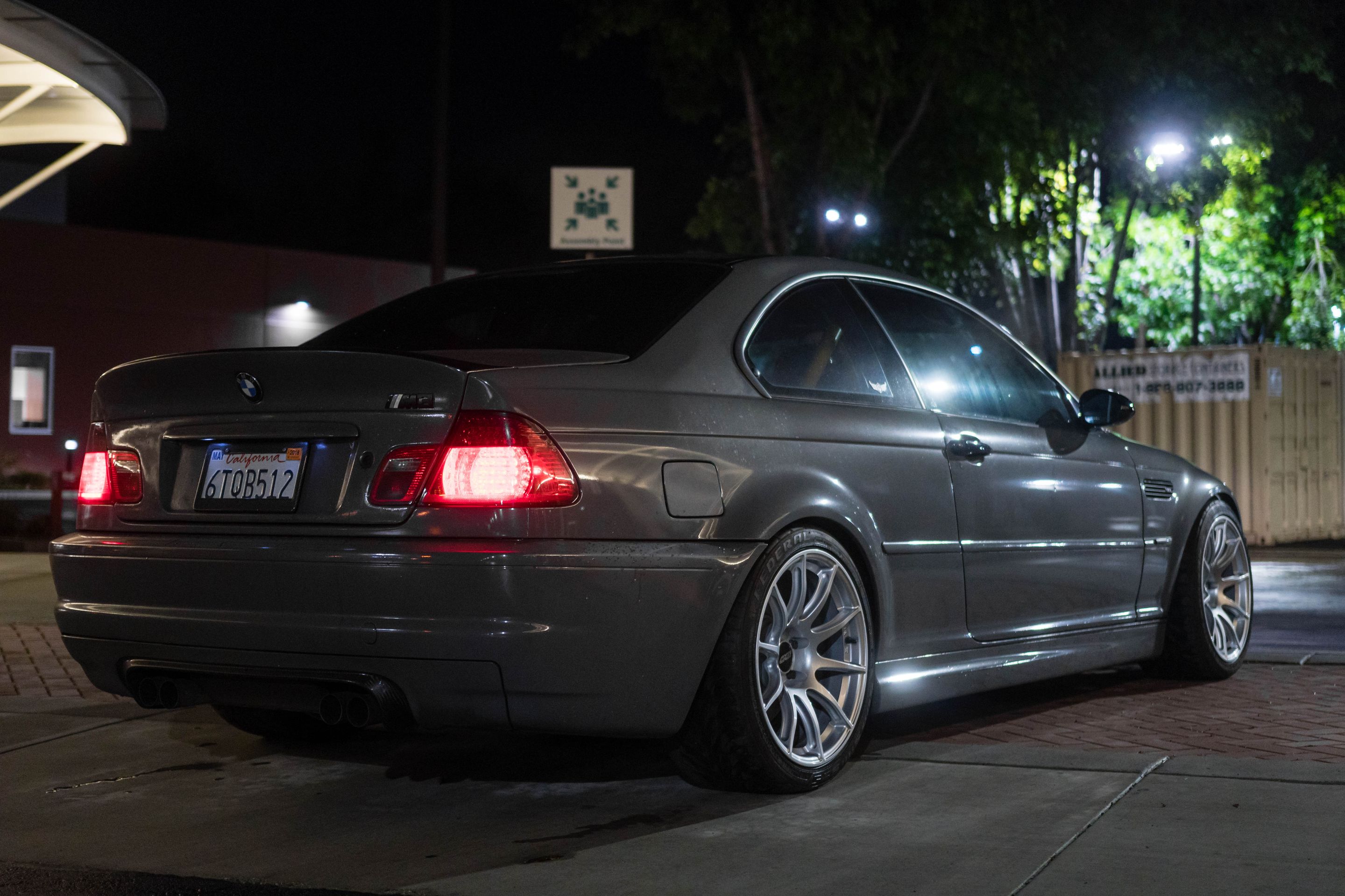 Grey BMW E46 M3 with 18" SM-10 Apex wheels in Race Silver