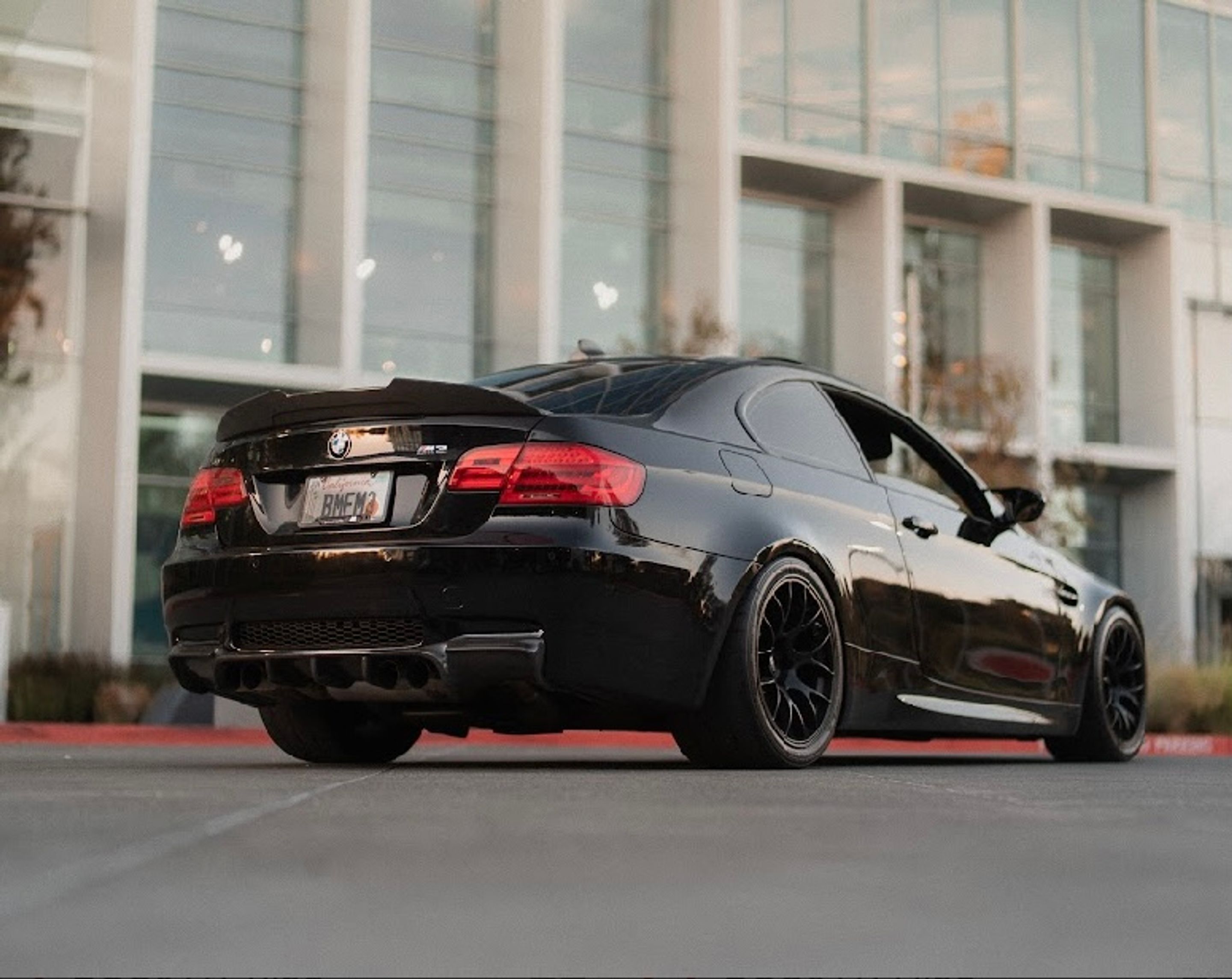 Black BMW E92 Coupe M3 with 18" EC-7 Apex wheels in Satin Black