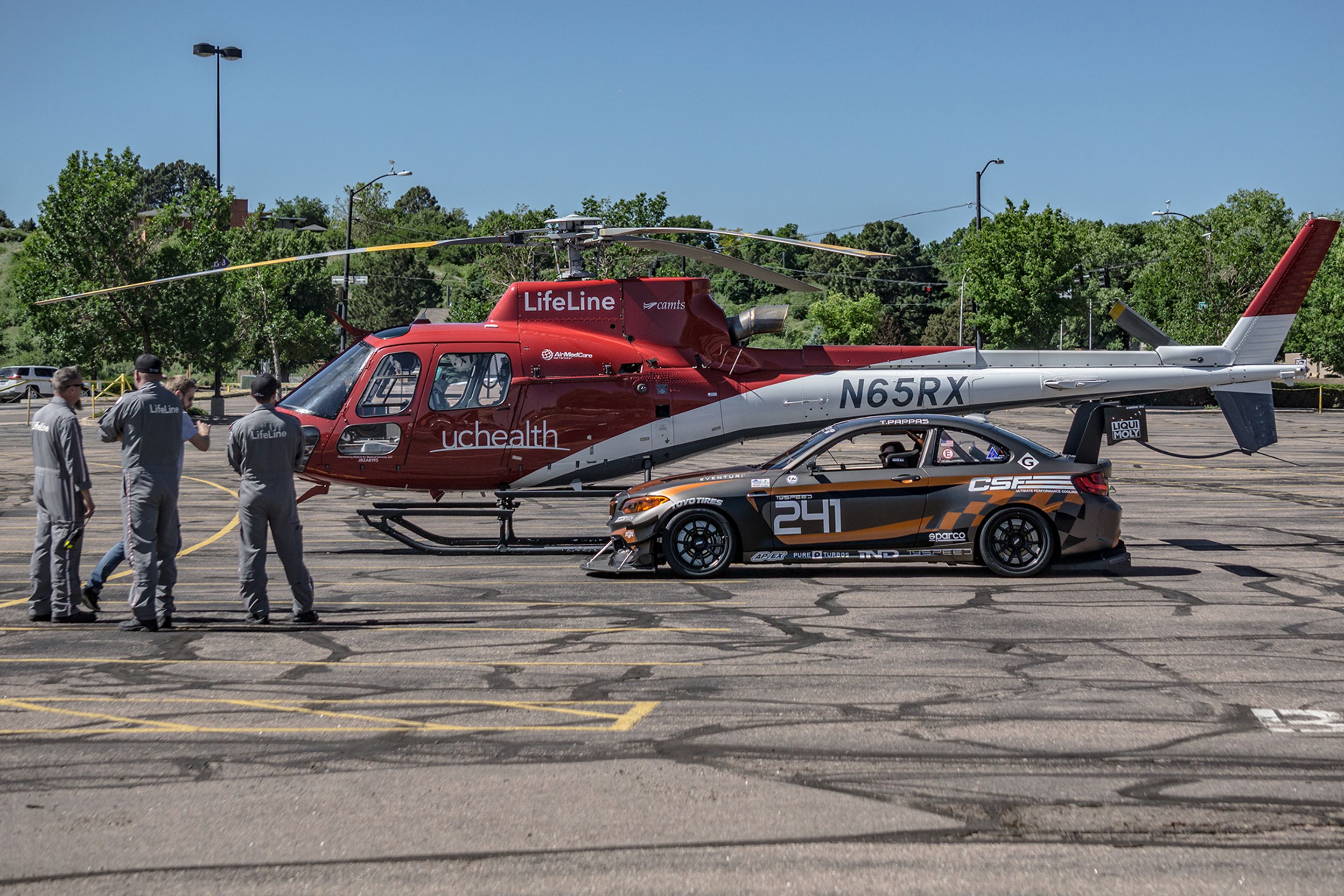 Grey BMW F87 M2 with 18" FL-5 Apex wheels in Satin Black