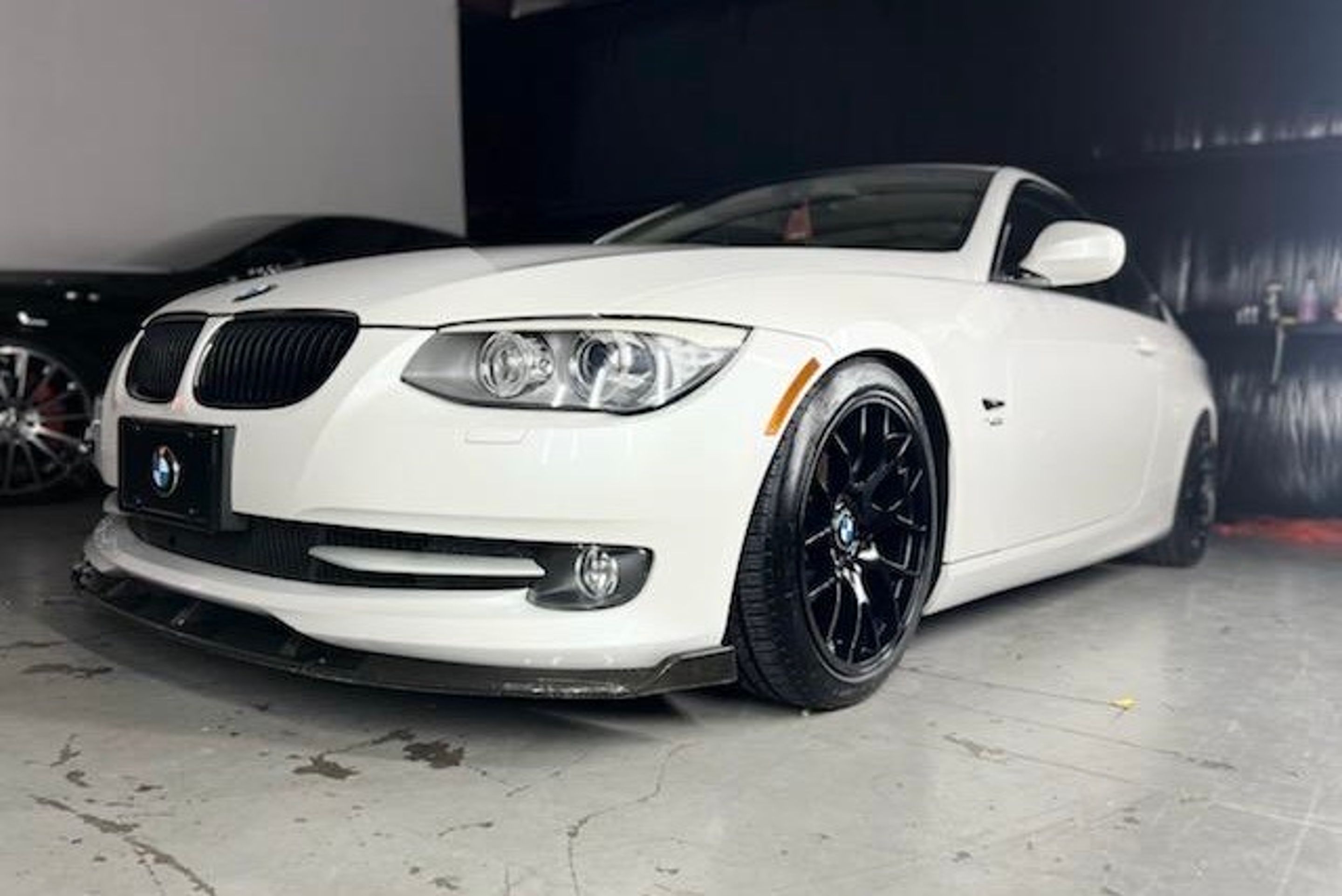 White BMW E92 Coupe 3 Series with 18" EC-7 Apex wheels in Satin Black