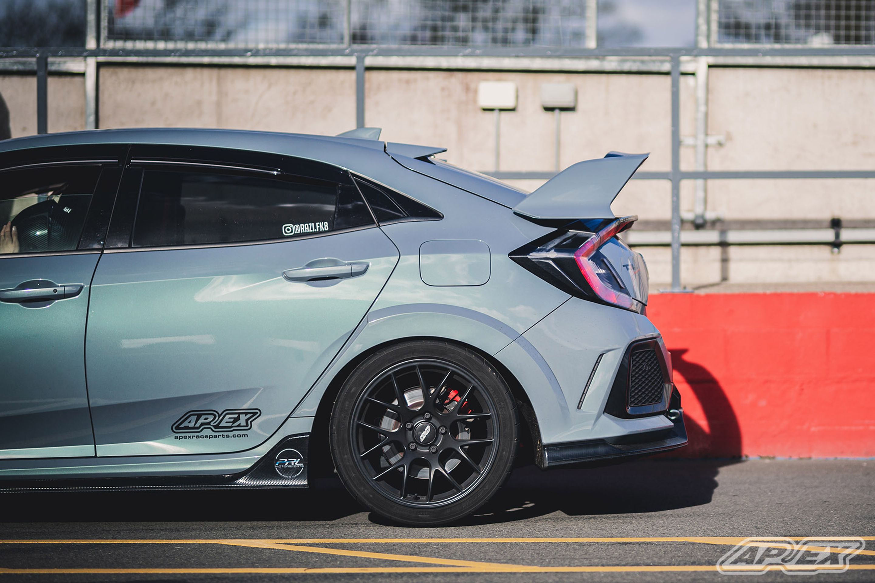 Grey Honda FK8 Civic Type-R with 18" EC-7 Apex wheels in Satin Black