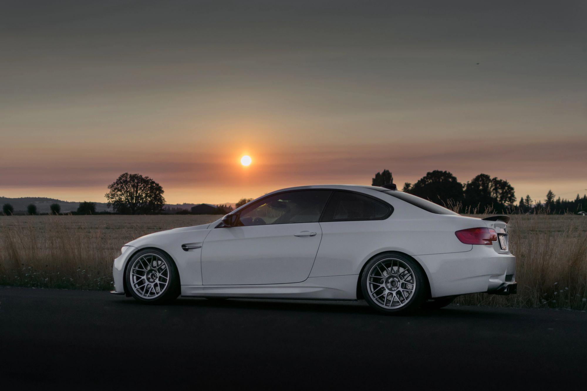 White BMW E92 Coupe M3 with 18" ARC-8 Apex wheels in Hyper Black