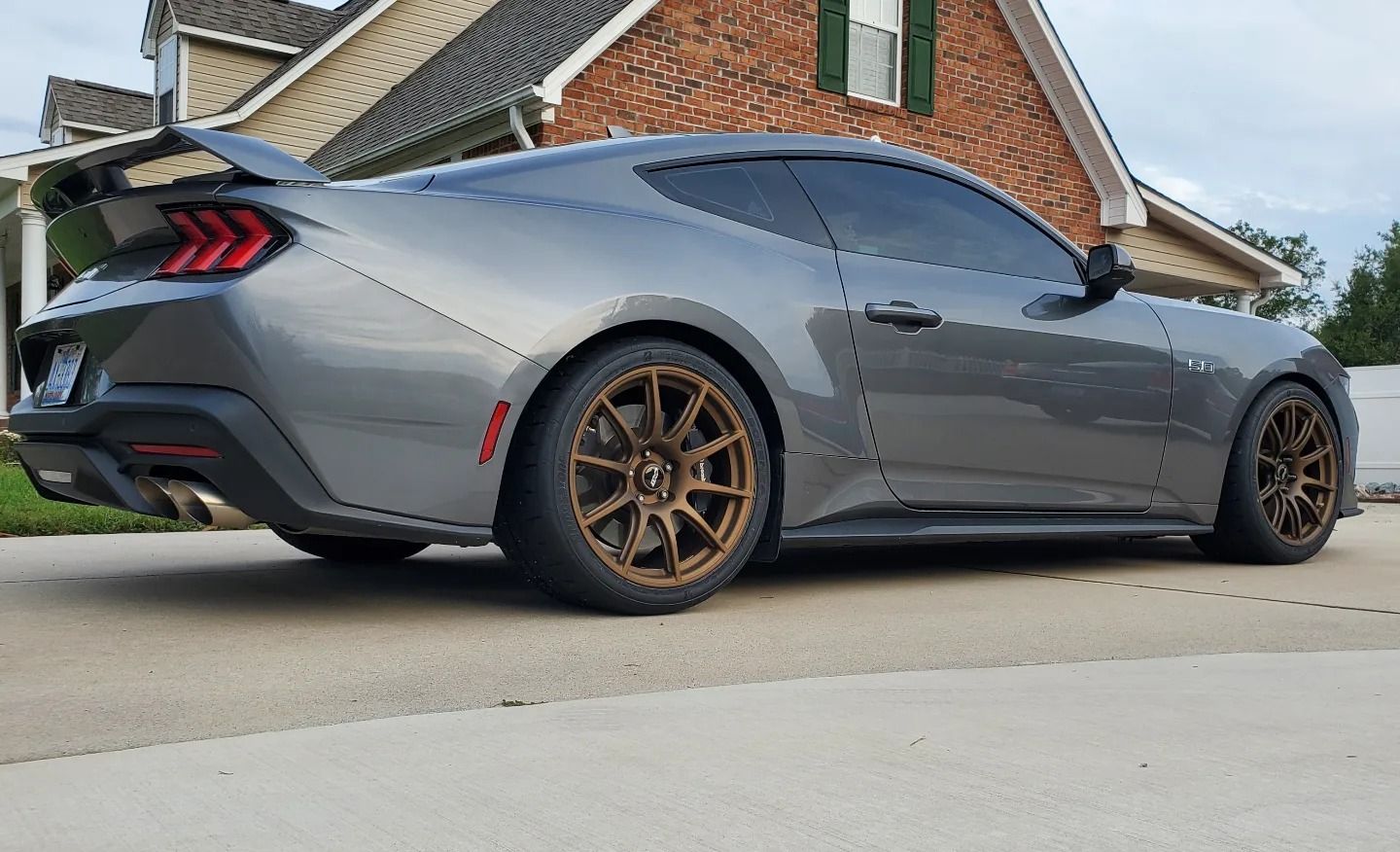 Grey Ford S650 Mustang GT with 19" SM-10 Apex wheels in Satin Bronze
