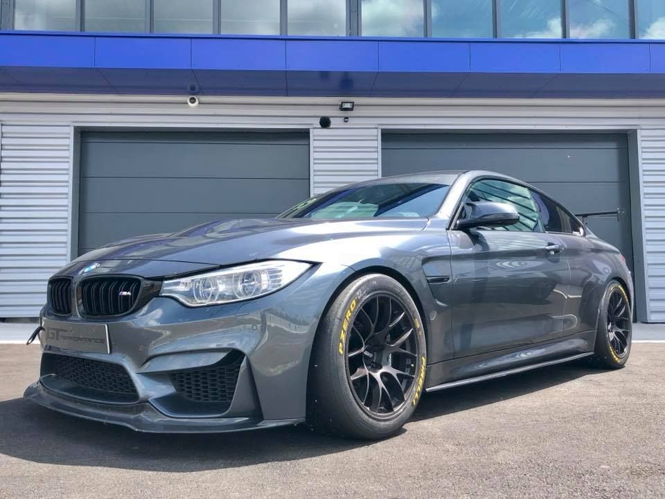 Grey BMW F82 Coupe M4 with 18" EC-7 Apex wheels in Satin Black
