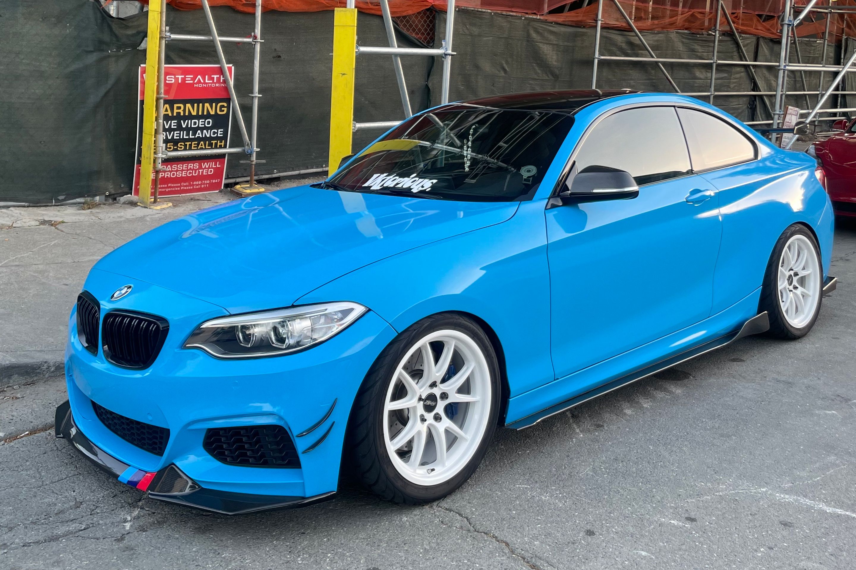 Blue BMW F22 Coupe 2 Series with 18" FL-5 Apex wheels in Custom Finish