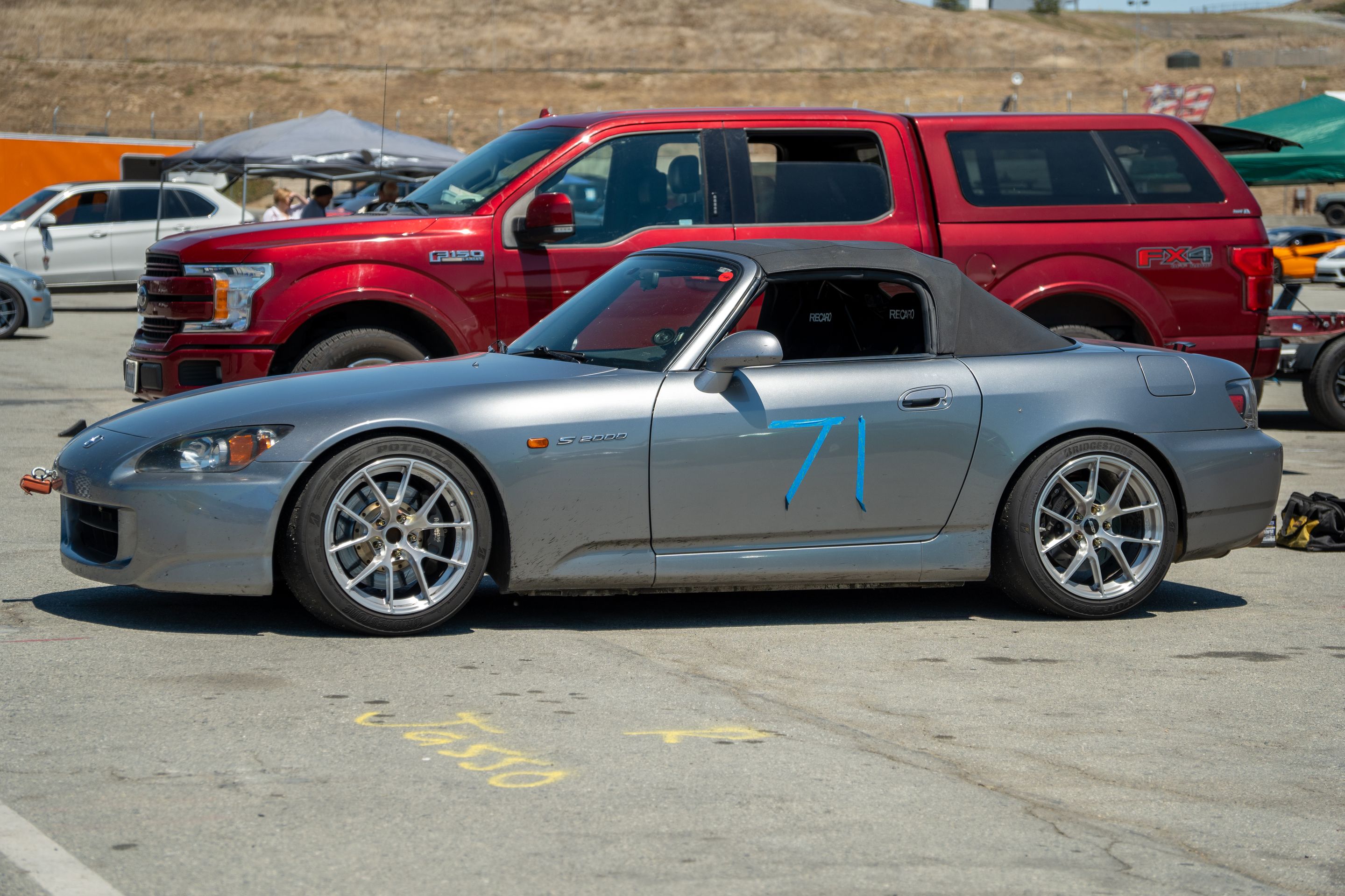 Silver Honda S2000 with 17" VS-5RS Apex wheels in Brushed Clear