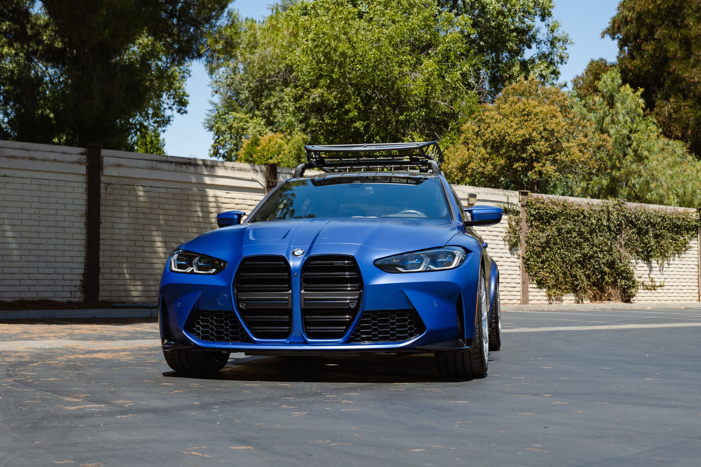 Blue BMW G80 M3 with 19"/20" VS-5RS Apex wheels in Brushed Clear