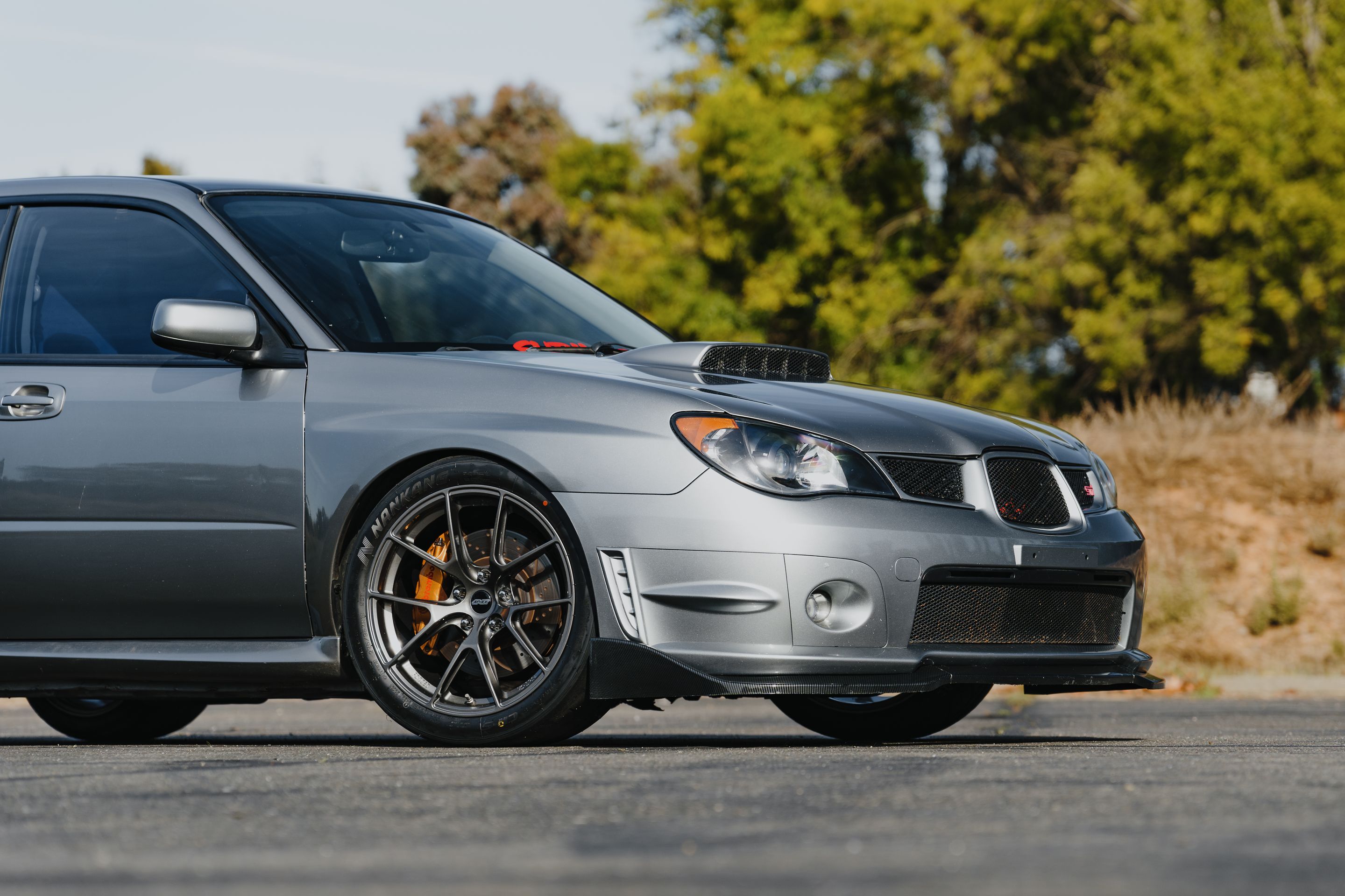 Silver Subaru GD WRX STI with 18" VS-5RS Apex wheels in Anthracite