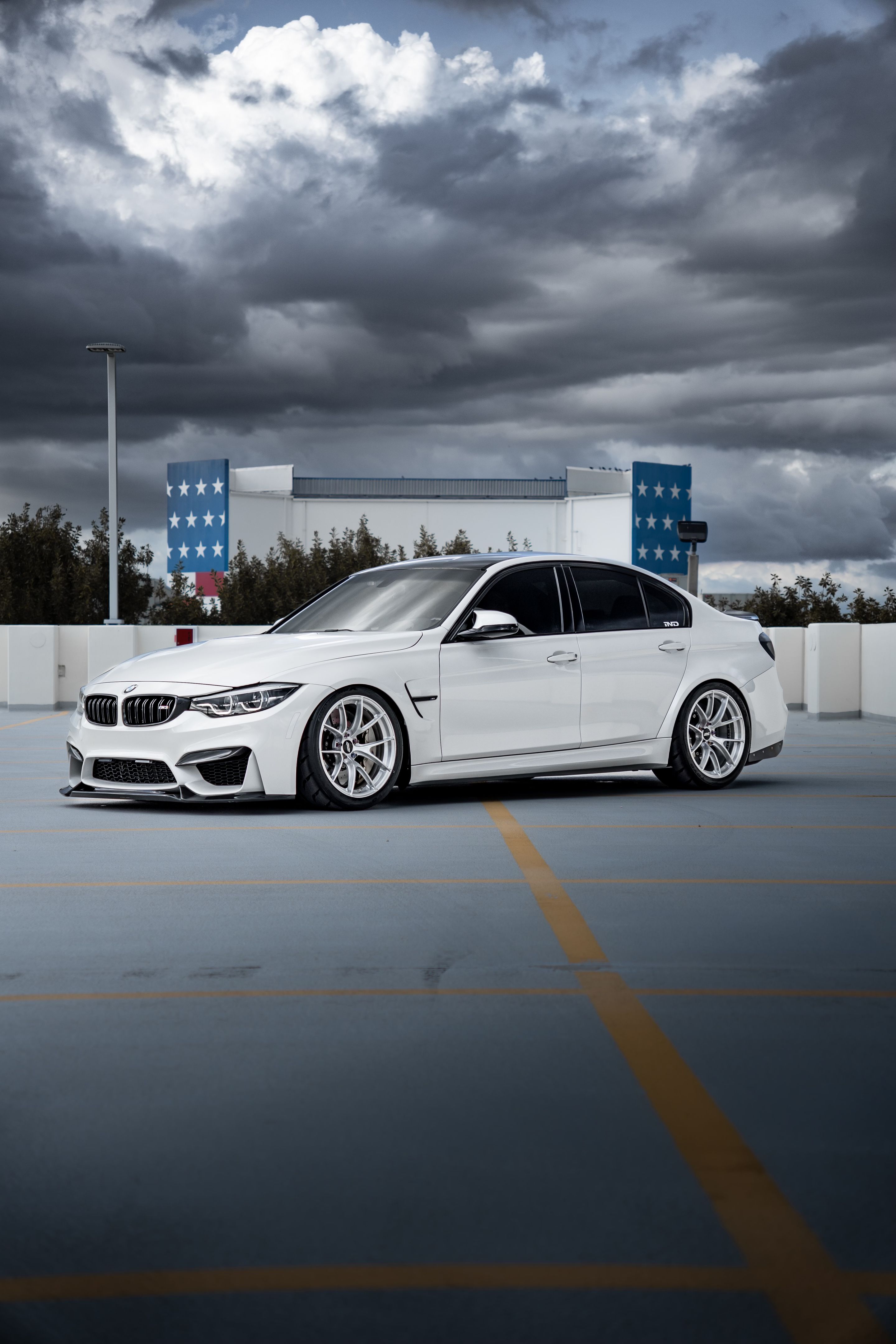 White BMW F80 M3 with 19" VS-5RS Apex wheels in Brushed Clear