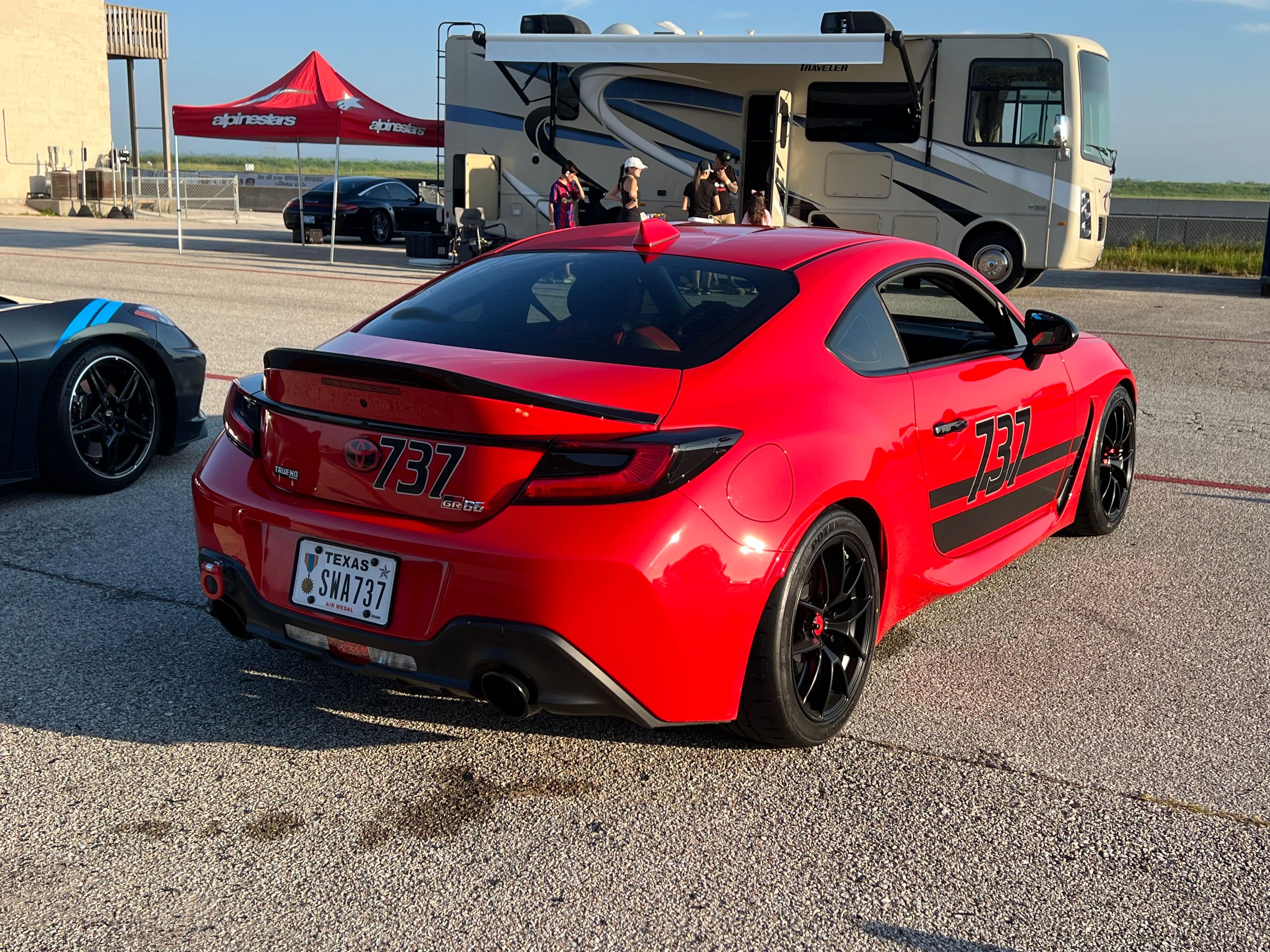 Red Toyota GR86 with 17" VS-5RS Apex wheels in Satin Black