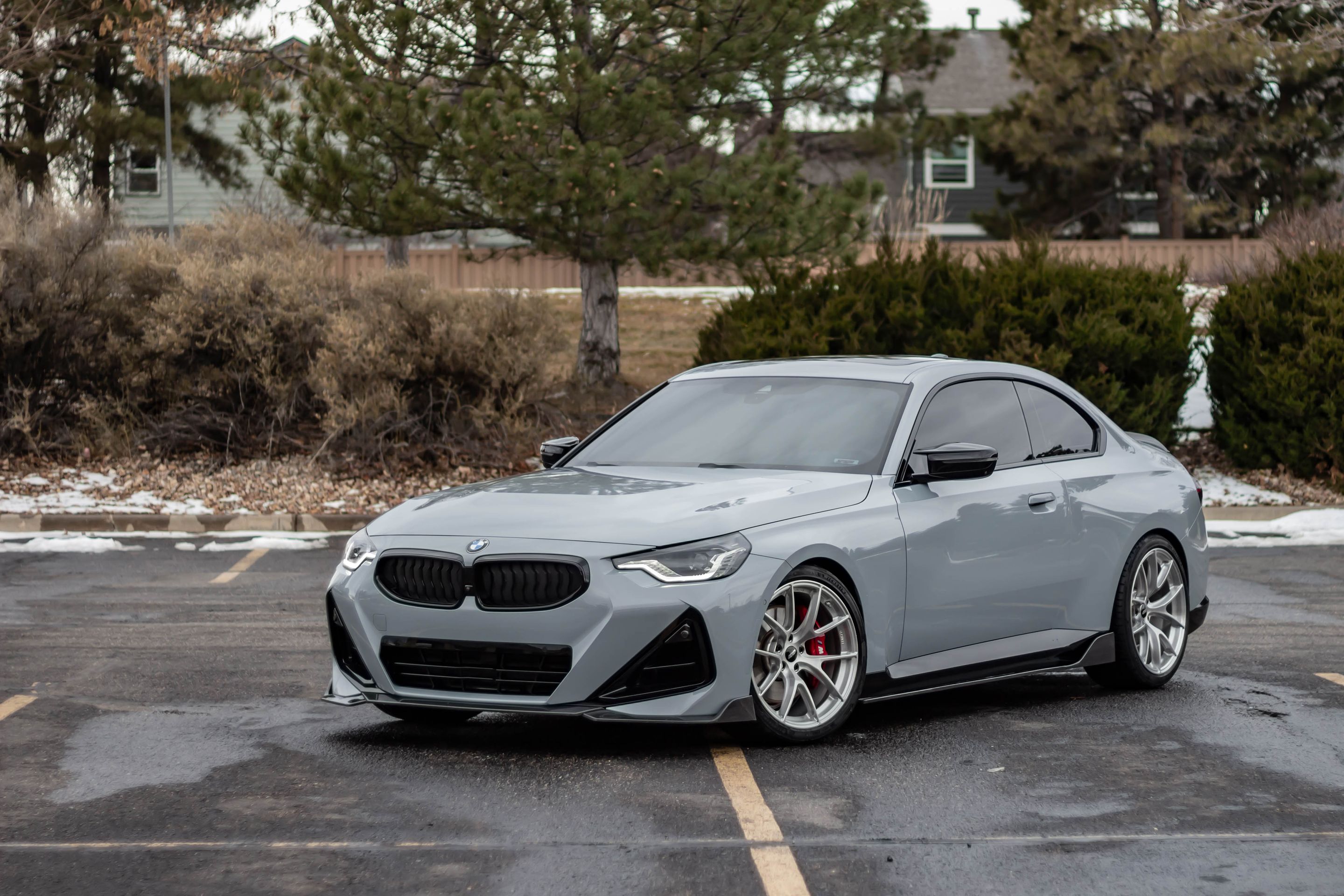 Grey BMW G42 2 Series with 19" VS-5RS Apex wheels in Brushed Clear