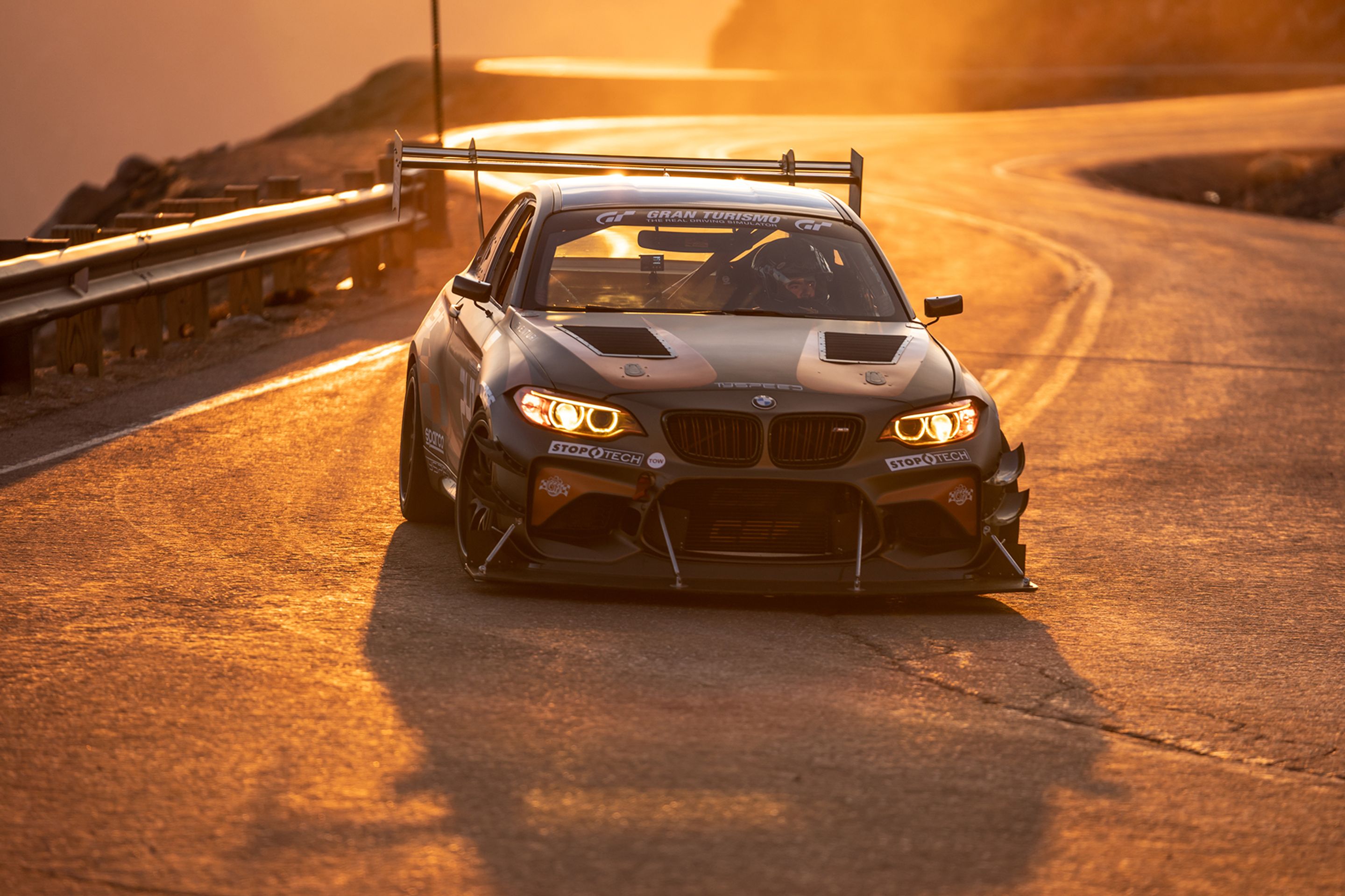 Grey BMW F87 M2 with 18" FL-5 Apex wheels in Satin Black